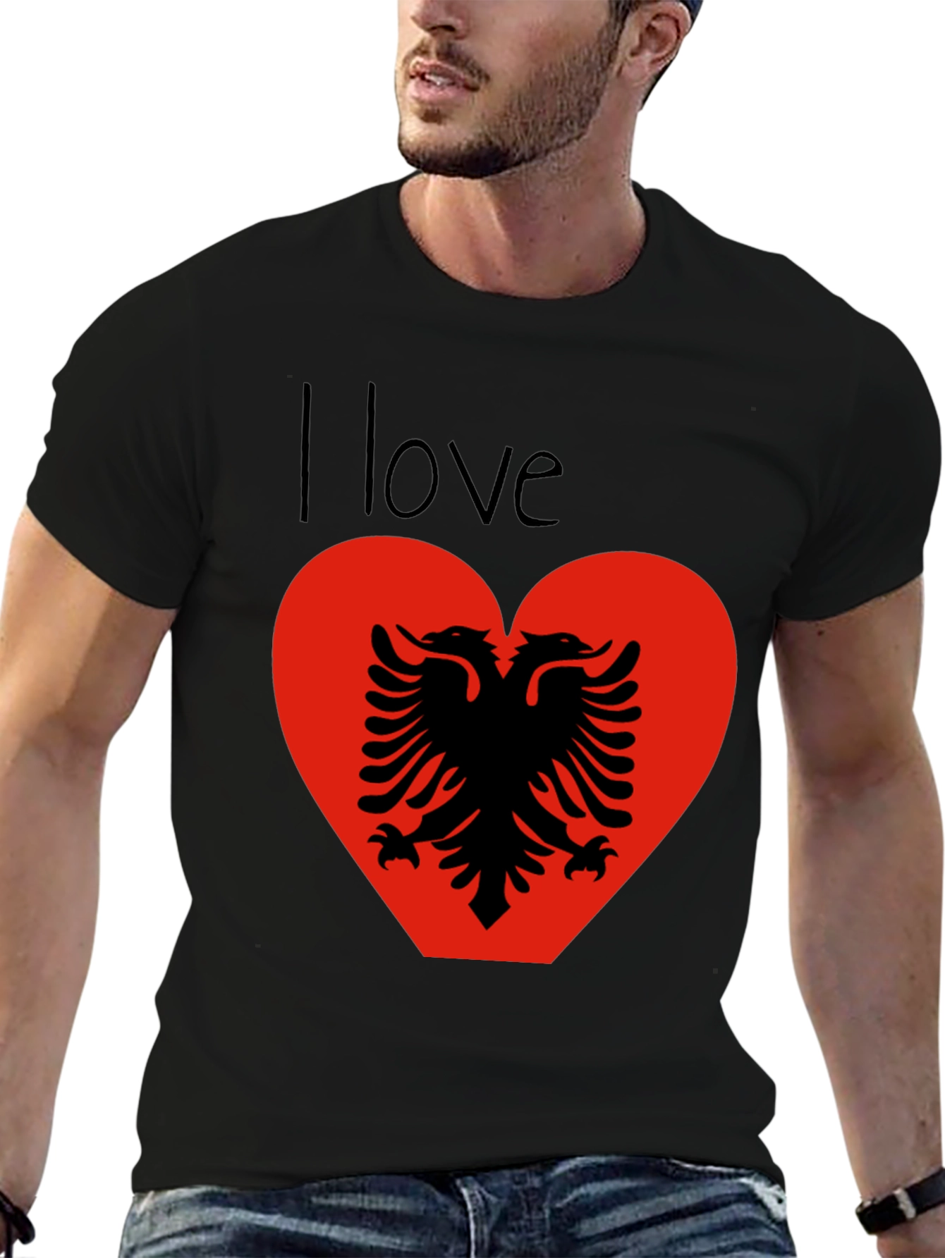 I Love Albania T-Shirt - Albanian Eagle Heart Design