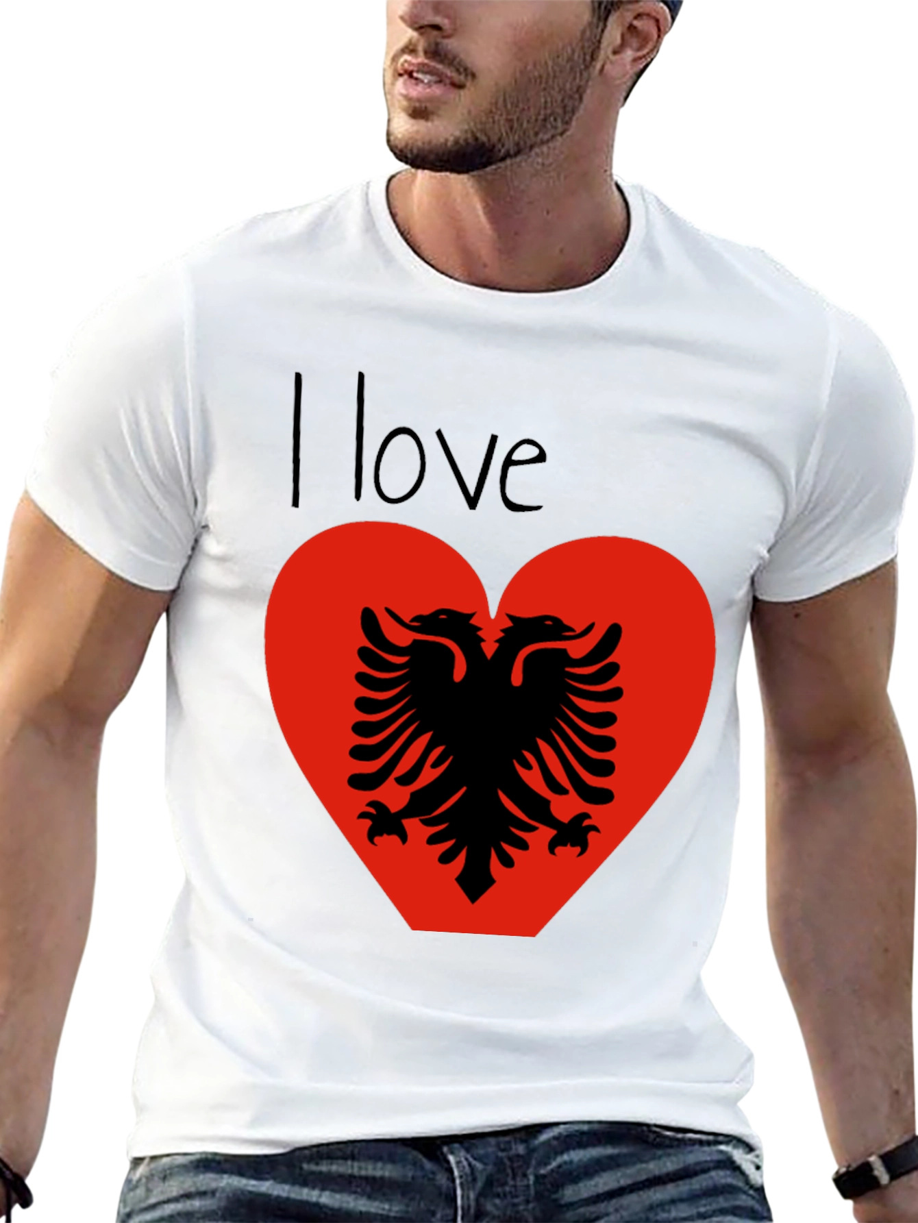 I Love Albania T-Shirt - Albanian Eagle Heart Design