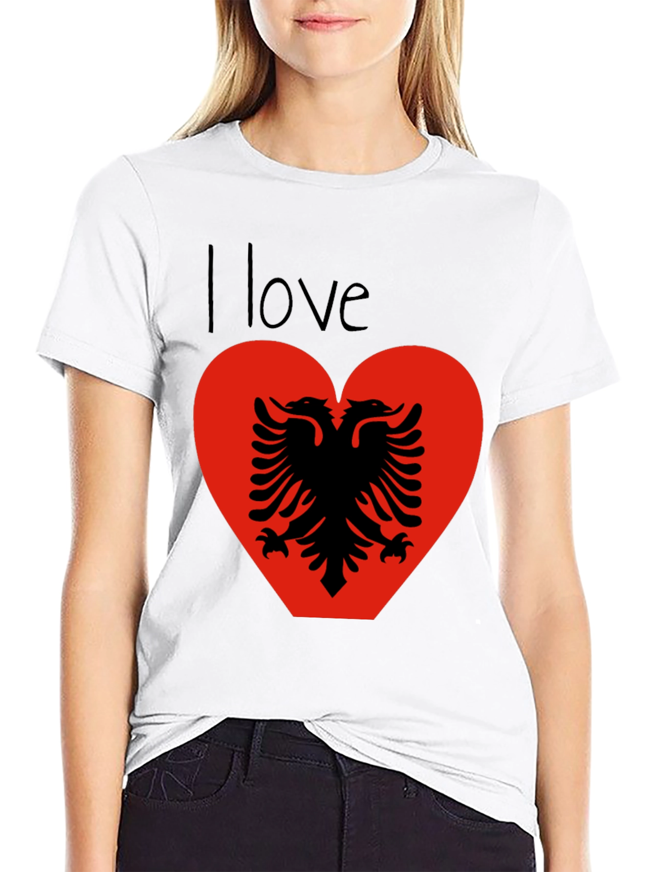 I Love Albania T-Shirt - Albanian Eagle Heart Design