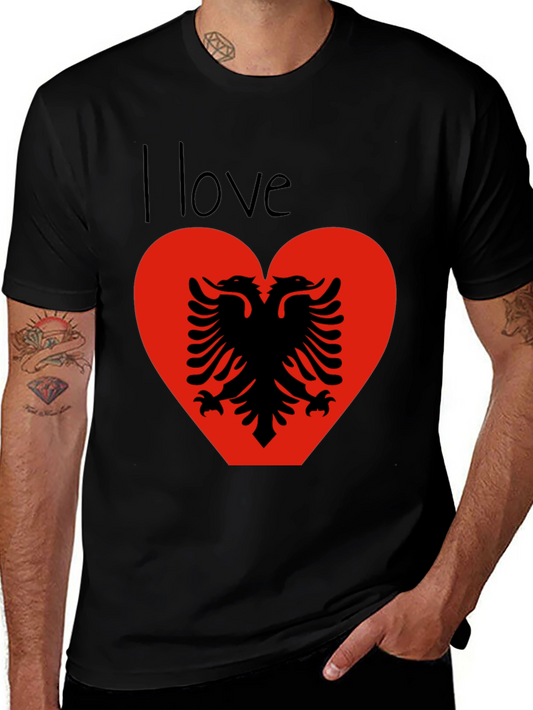 I Love Albania T-Shirt - Albanian Eagle Heart Design