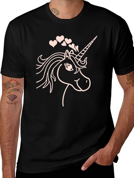 Unicorn Heart Tee - Black Cotton T-Shirt