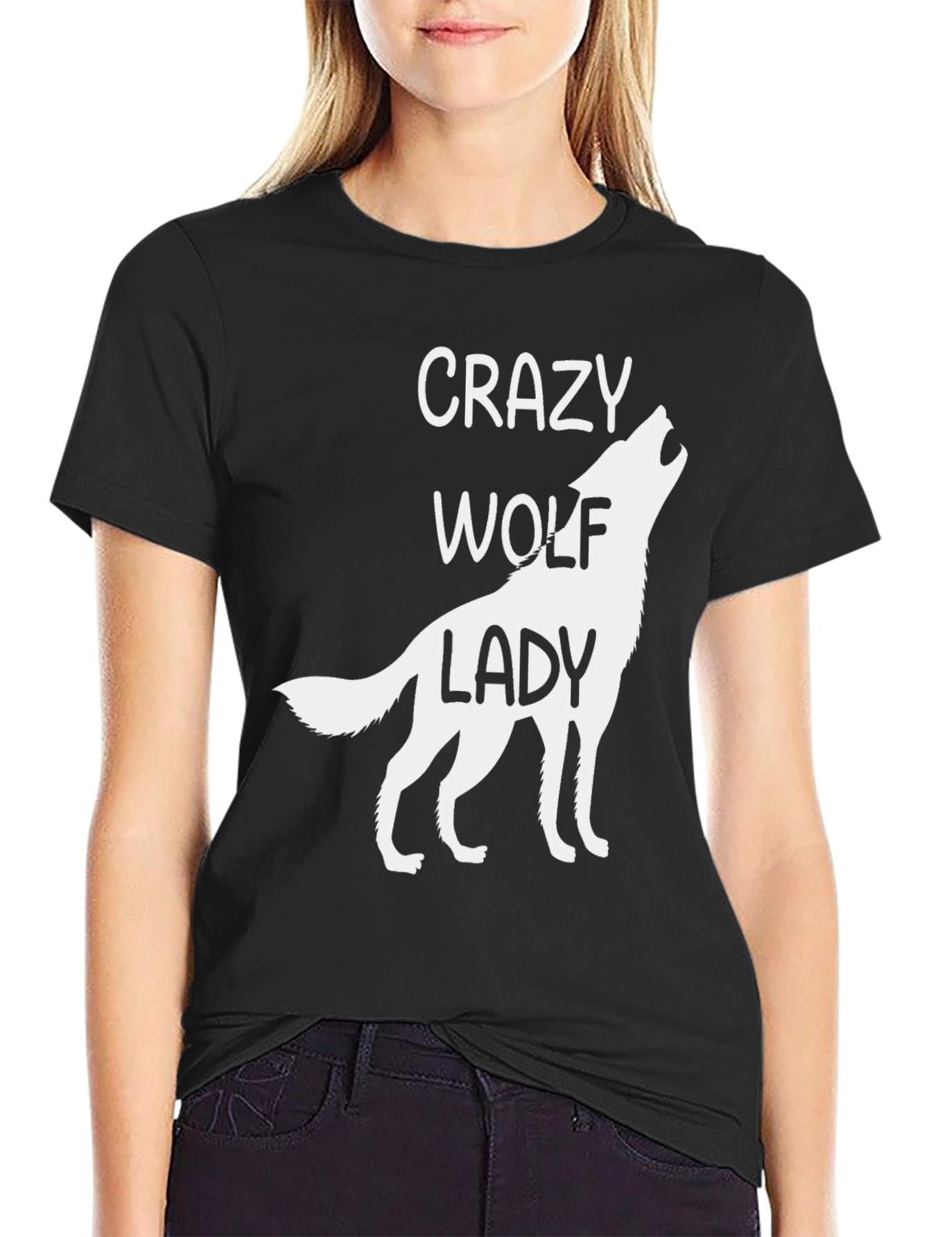 Crazy Wolf Lady Graphic Tee - Unisex Cotton T-Shirt