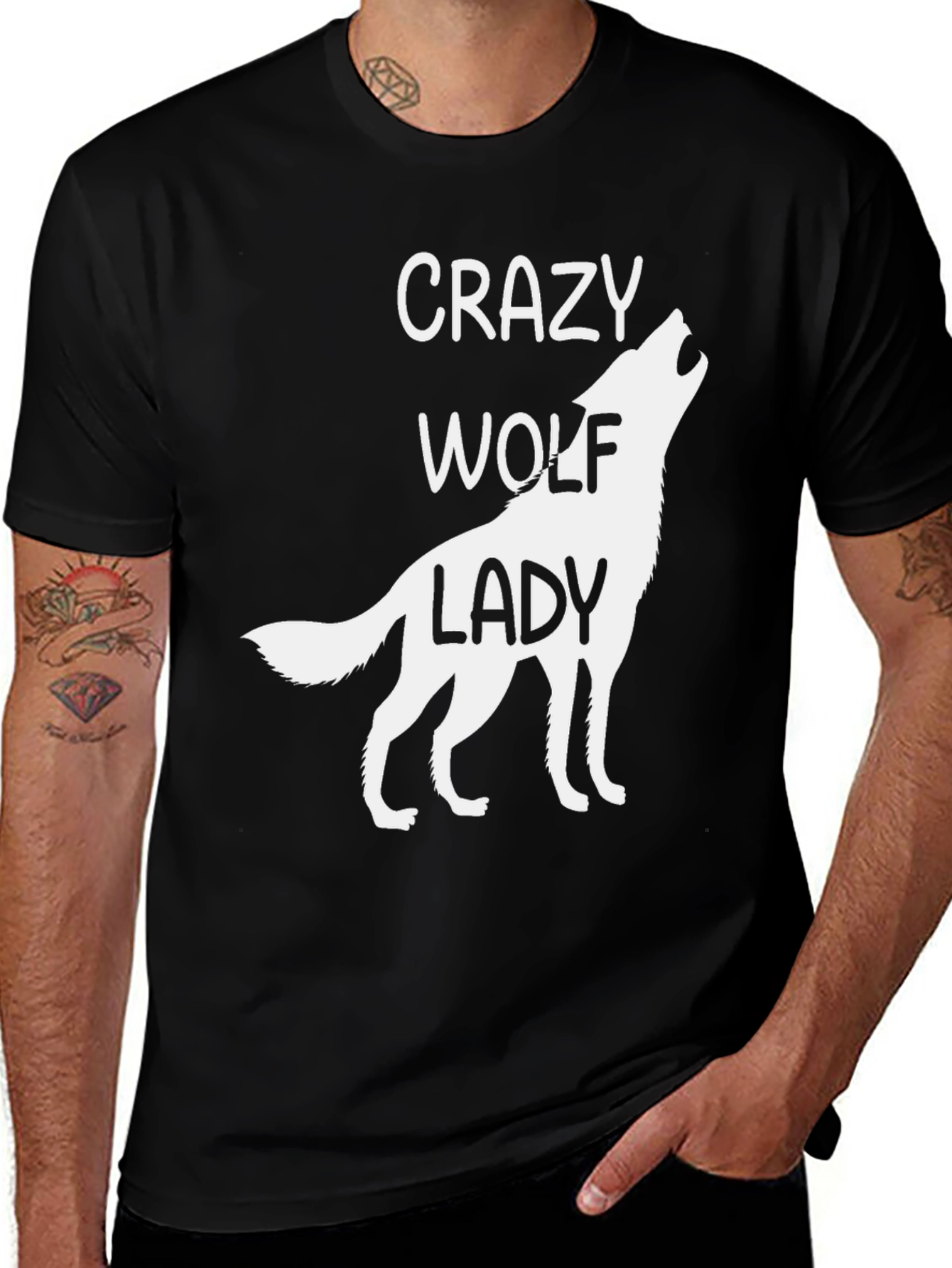 Crazy Wolf Lady Graphic Tee - Unisex Cotton T-Shirt