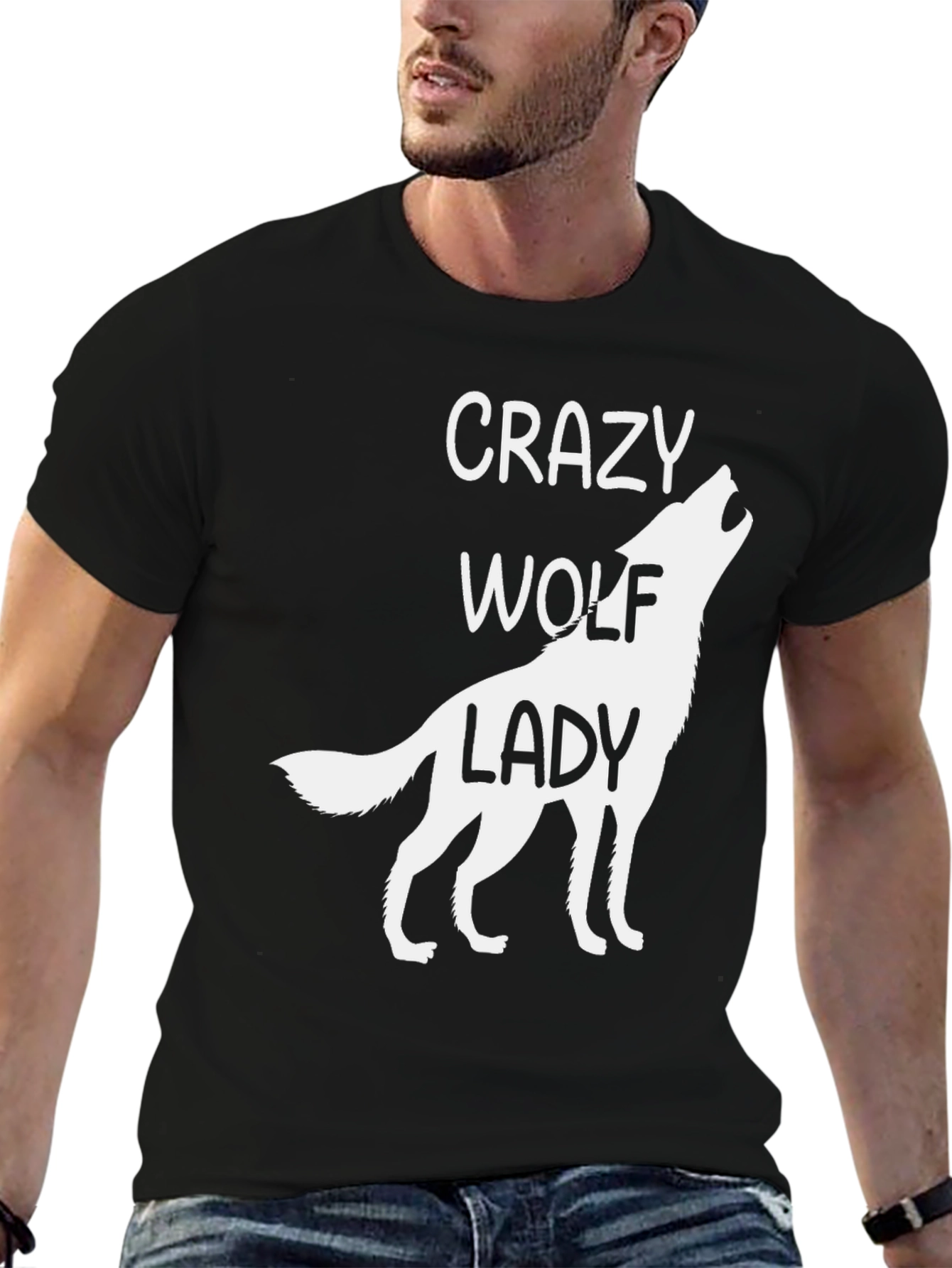 Crazy Wolf Lady Graphic Tee - Unisex Cotton T-Shirt