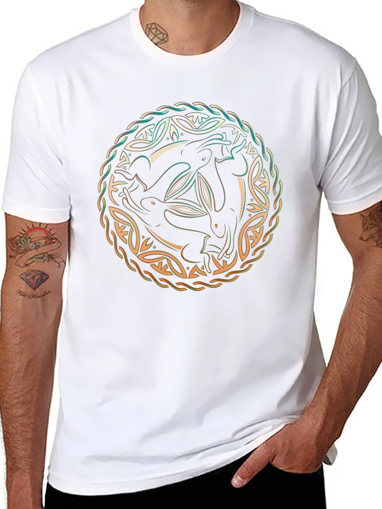 Celtic Hare T-Shirt - Three Rabbits Design