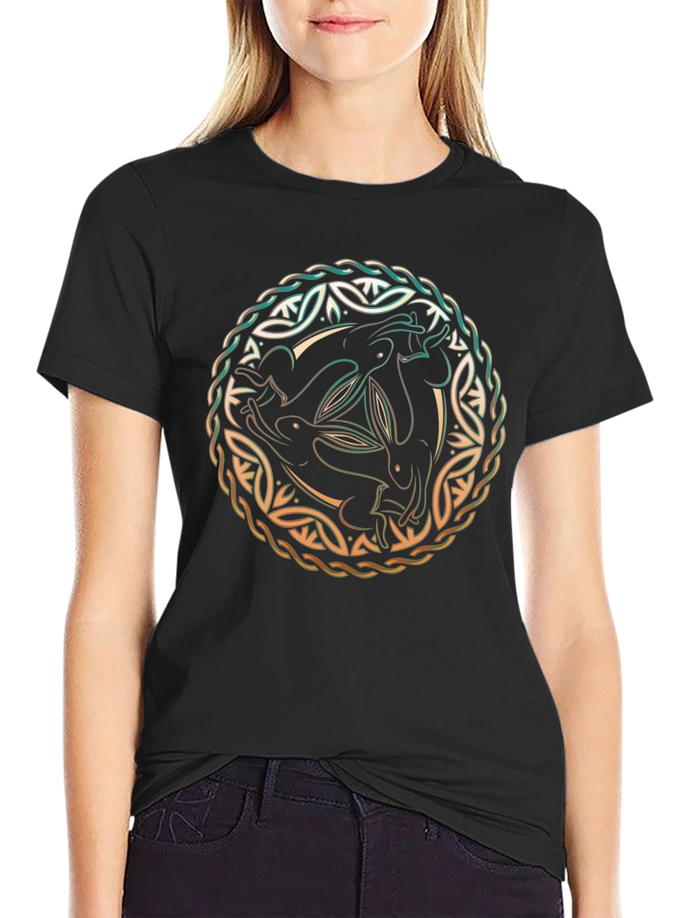 Celtic Hare T-Shirt - Three Rabbits Design