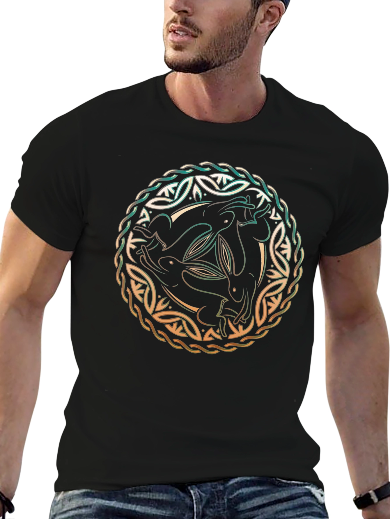 Celtic Hare T-Shirt - Three Rabbits Design