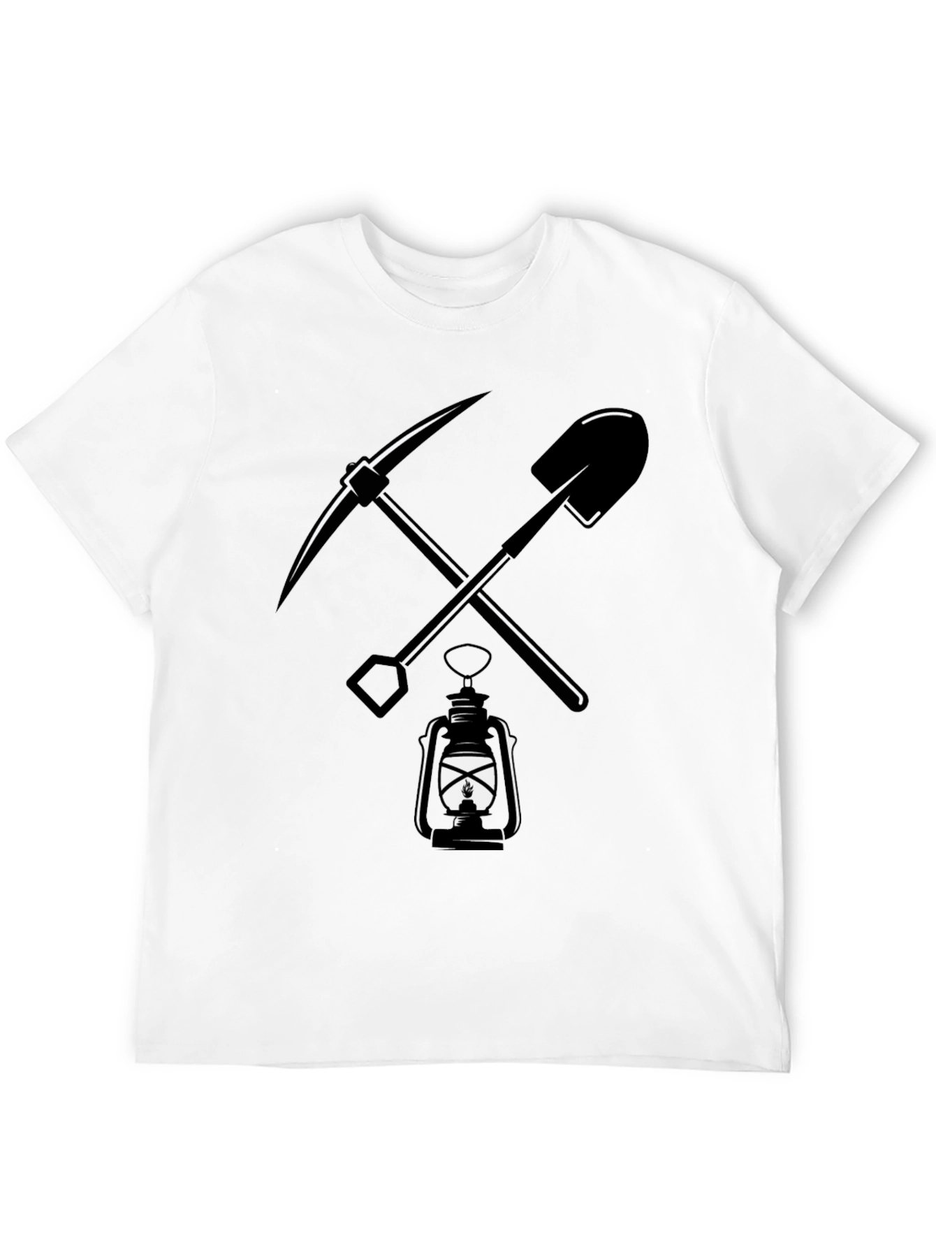 Mining Tools Graphic Tee - Pickaxe Shovel Lantern
