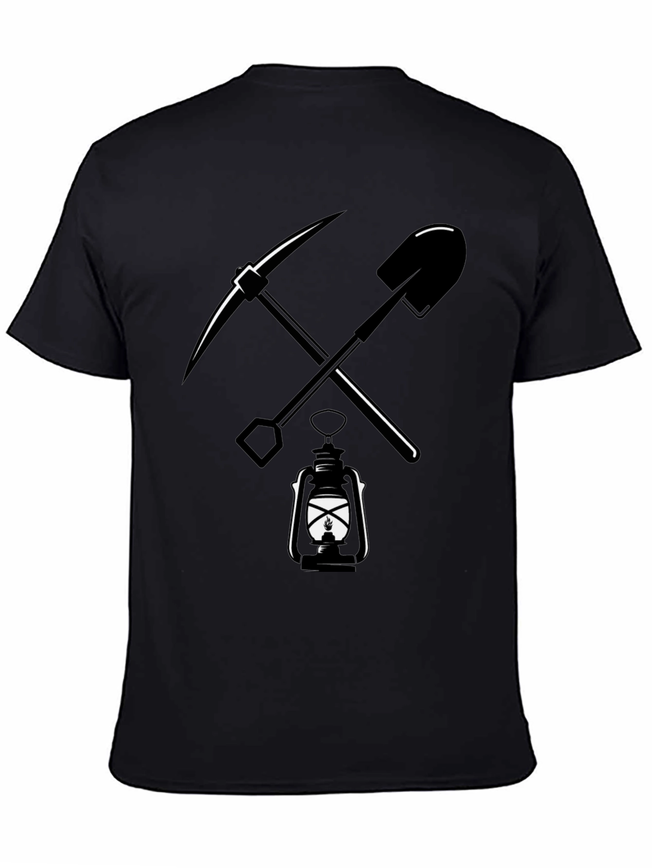 Mining Tools Graphic Tee - Pickaxe Shovel Lantern