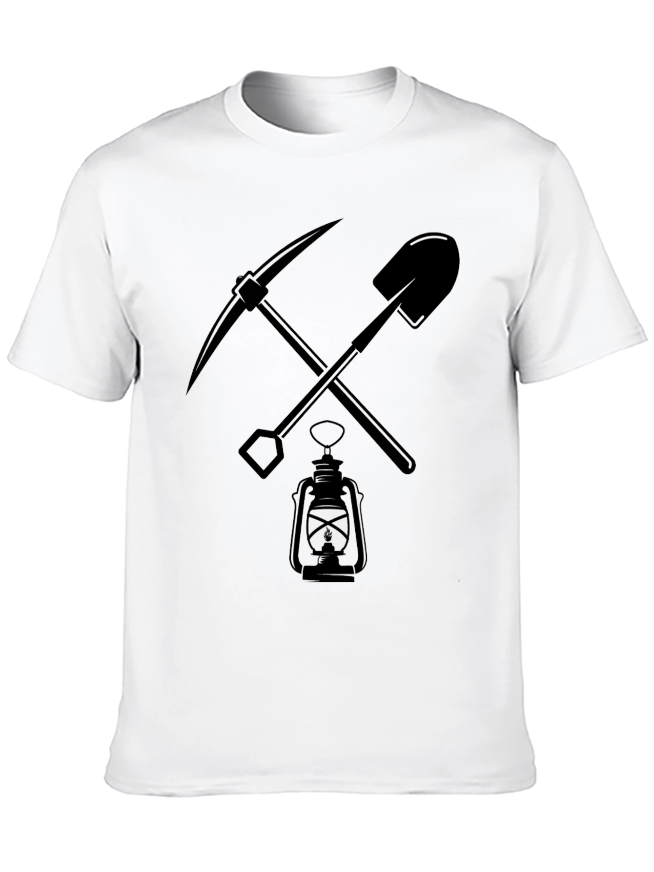 Mining Tools Graphic Tee - Pickaxe Shovel Lantern