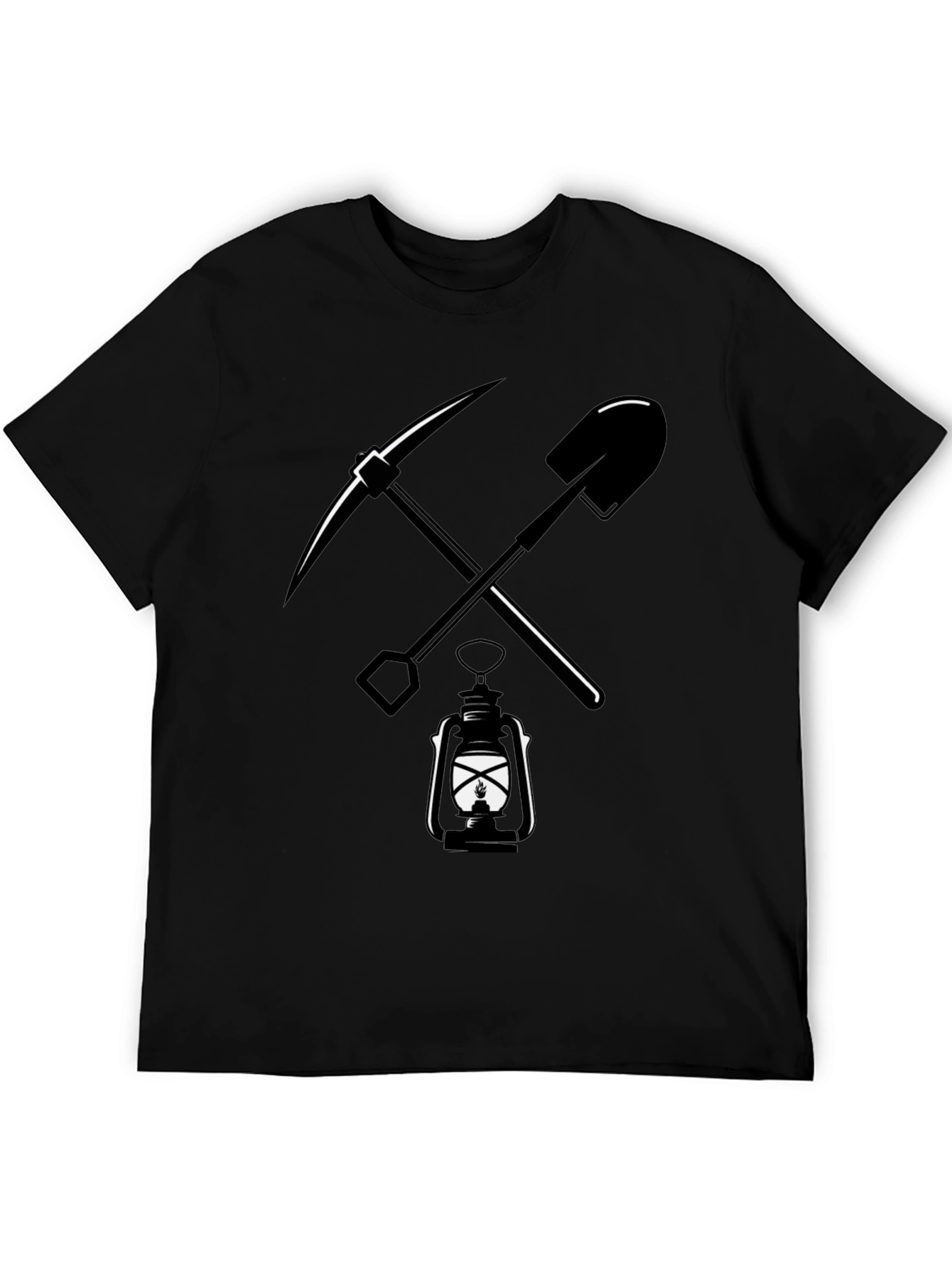 Mining Tools Graphic Tee - Pickaxe Shovel Lantern