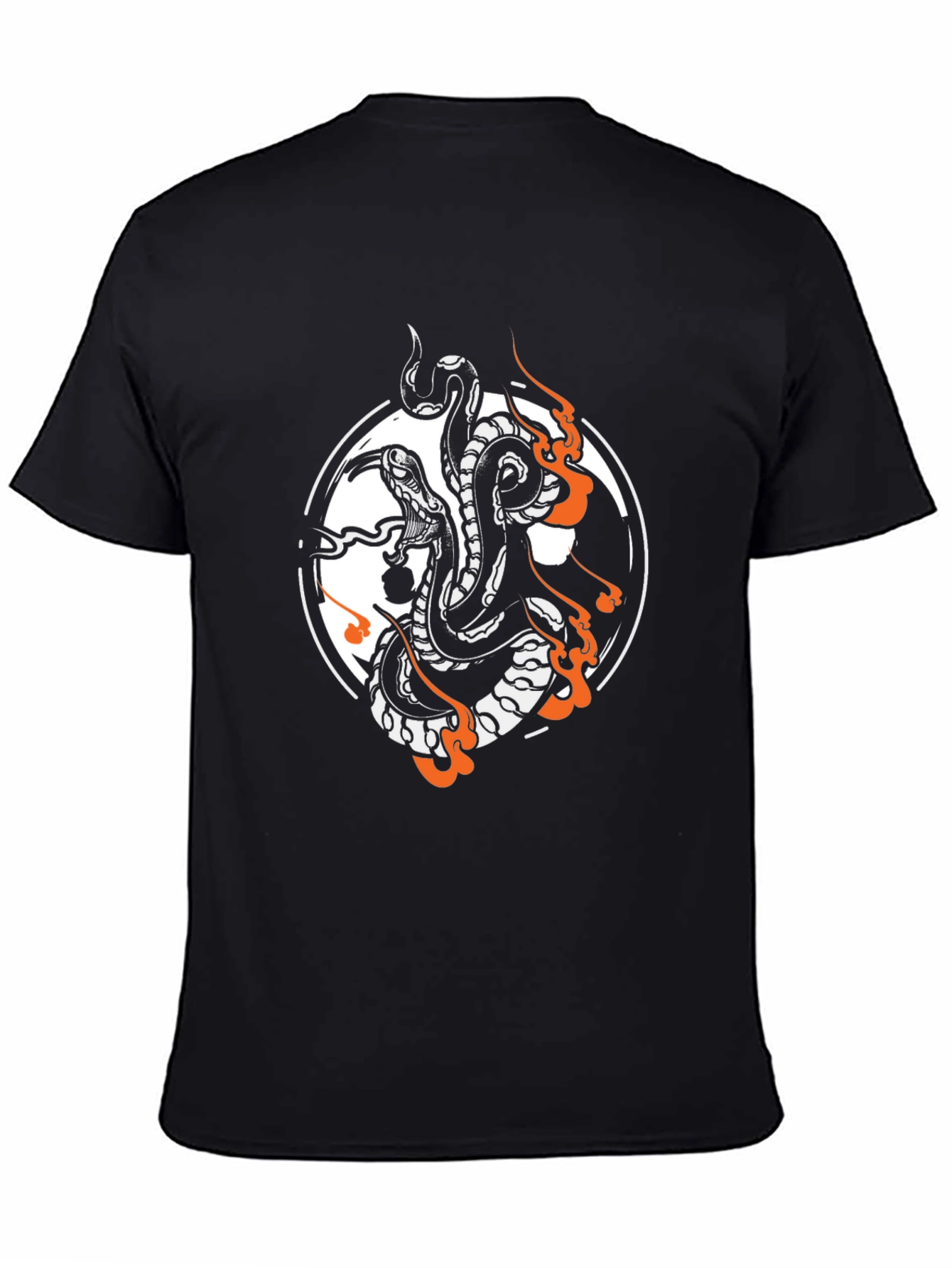 Snake Tattoo Graphic Tee - Black Cotton Blend