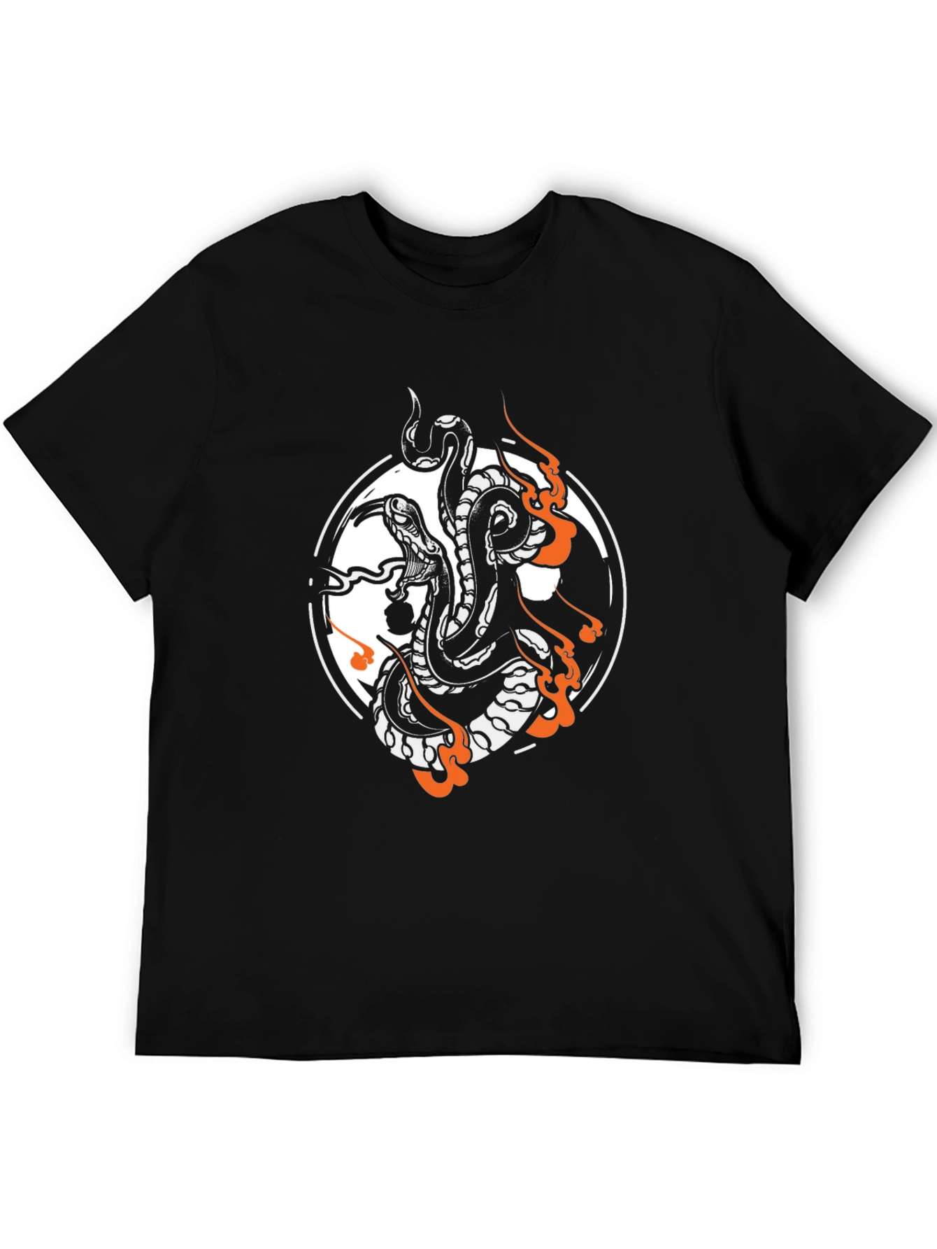 Snake Tattoo Graphic Tee - Black Cotton Blend