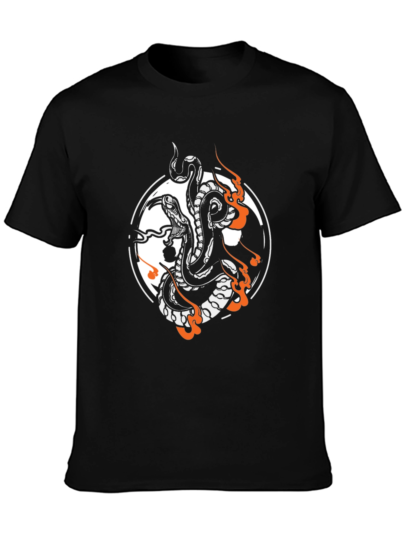 Snake Tattoo Graphic Tee - Black Cotton Blend