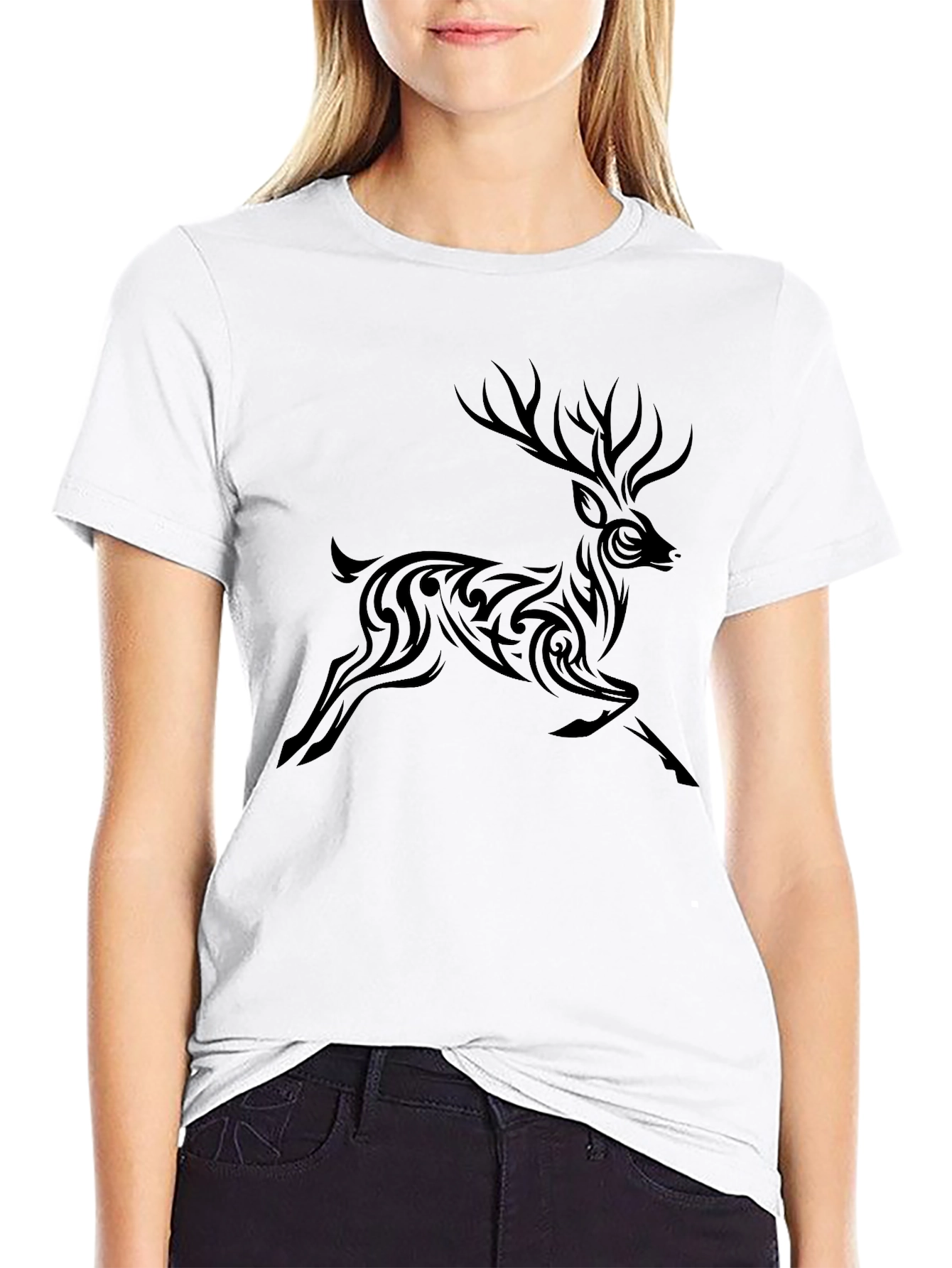 Tribal Deer Graphic T-Shirt - Stylish Animal Design