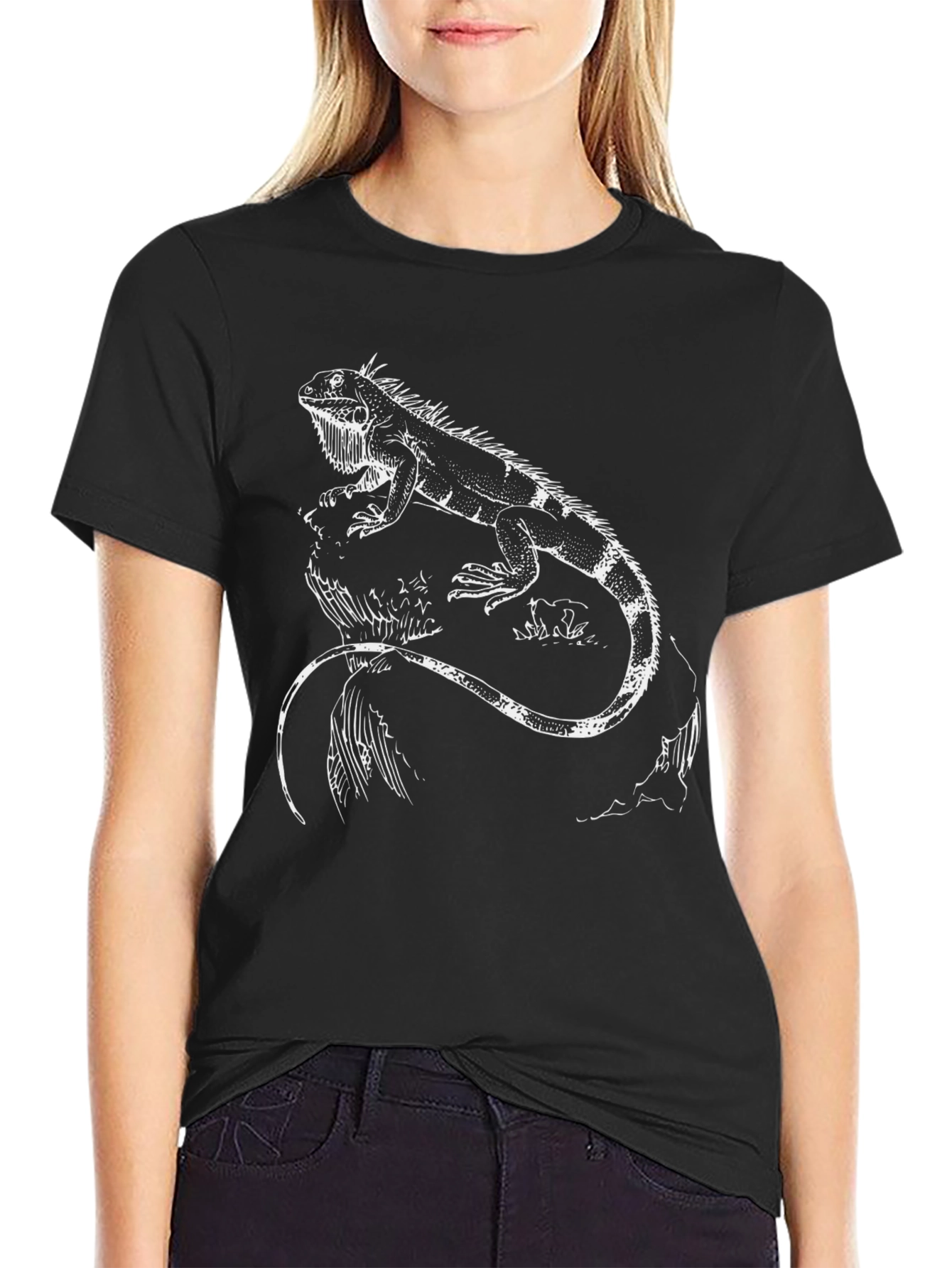 Iguana Graphic Tee - Reptile Lovers Black T-Shirt