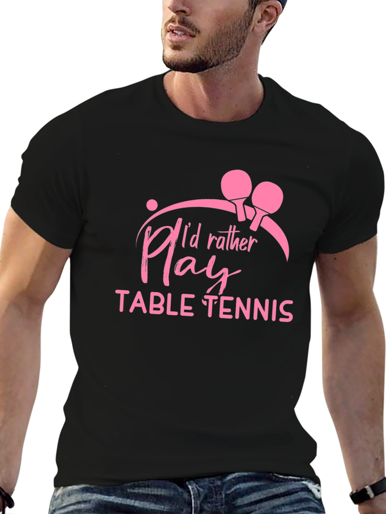Id Rather Play Table Tennis Black T-Shirt
