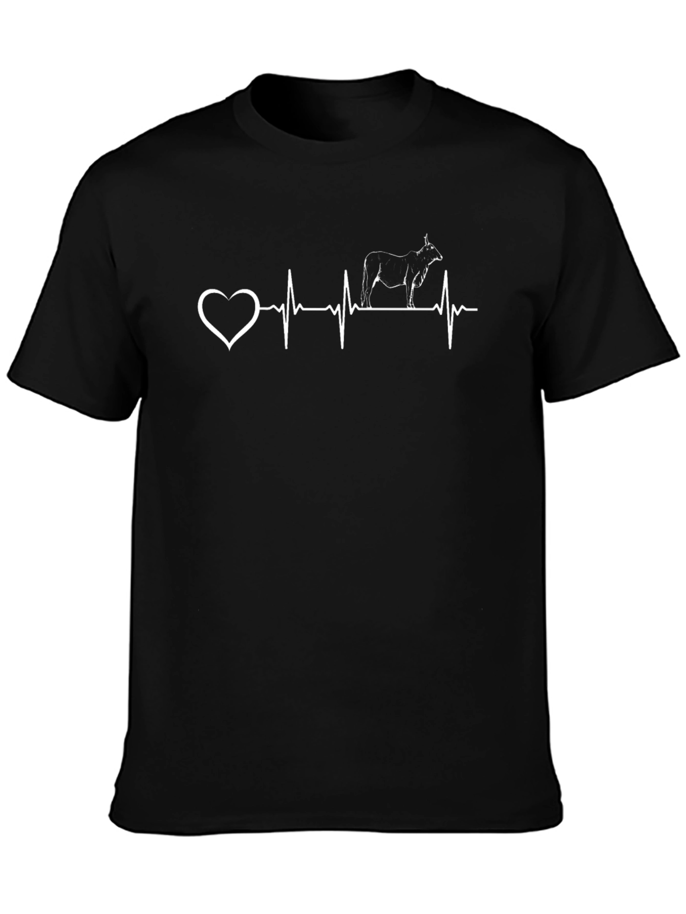 Bull Heartbeat Graphic Tee - Black Cotton