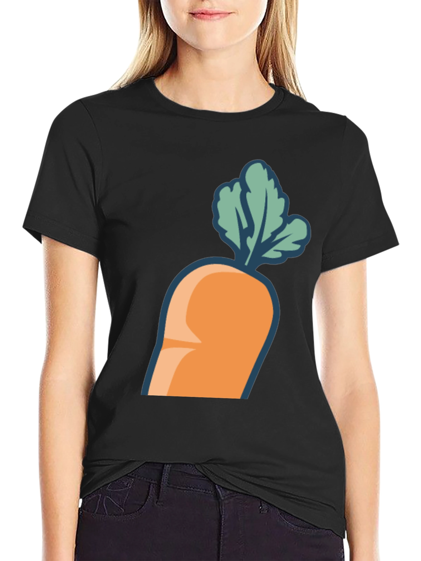 Carrot Graphic Tee - Black Cotton Blend