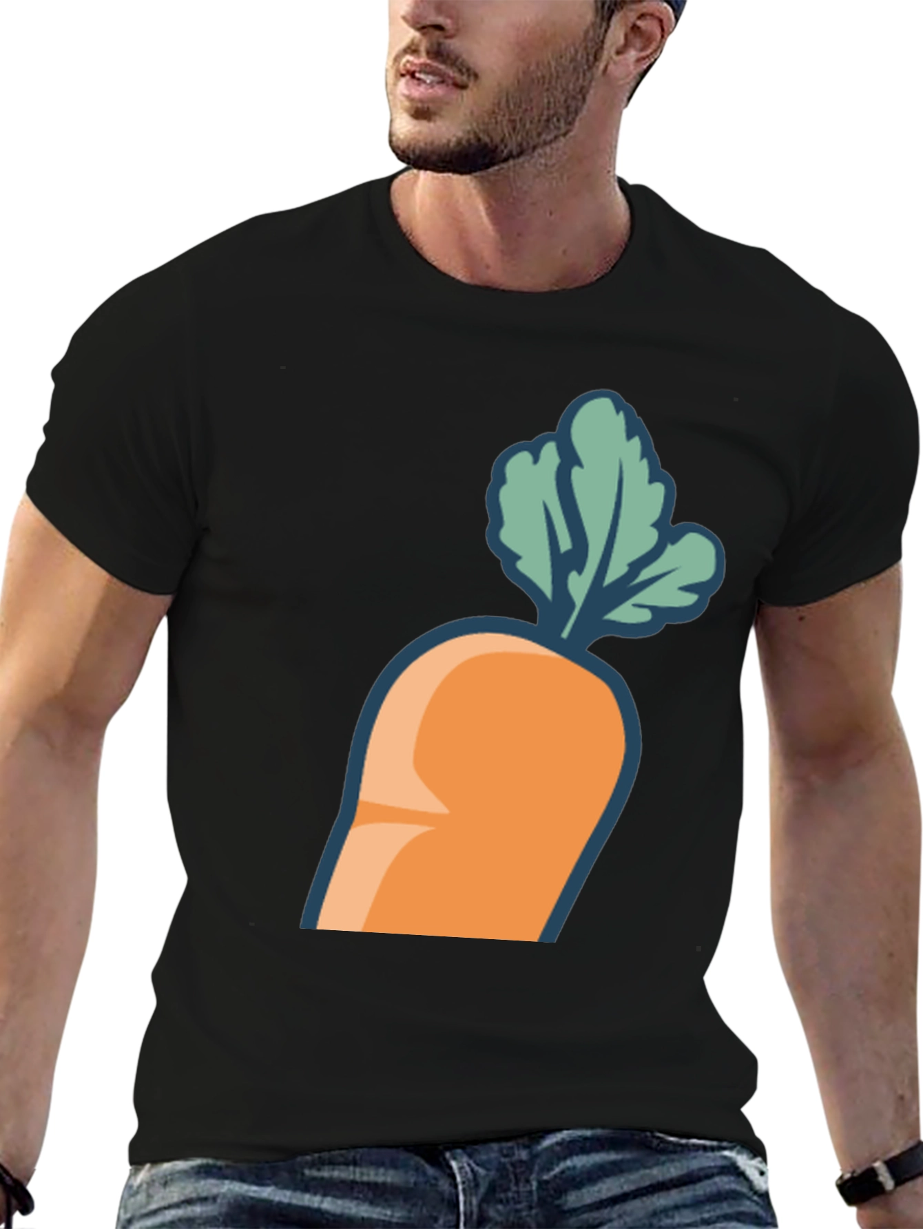 Carrot Graphic Tee - Black Cotton Blend
