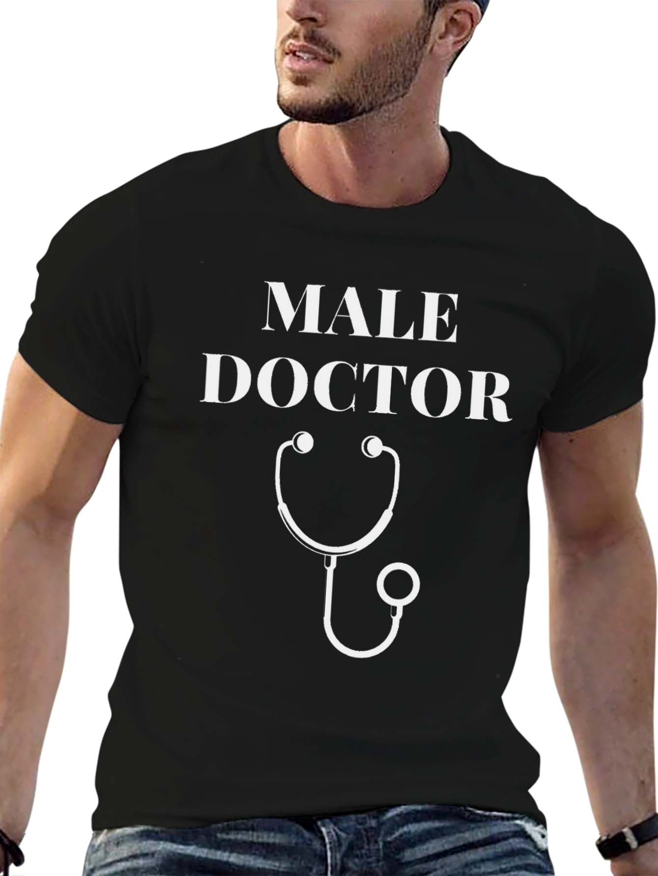 Male Doctor T-Shirt - Stethoscope Graphic Novelty Tee