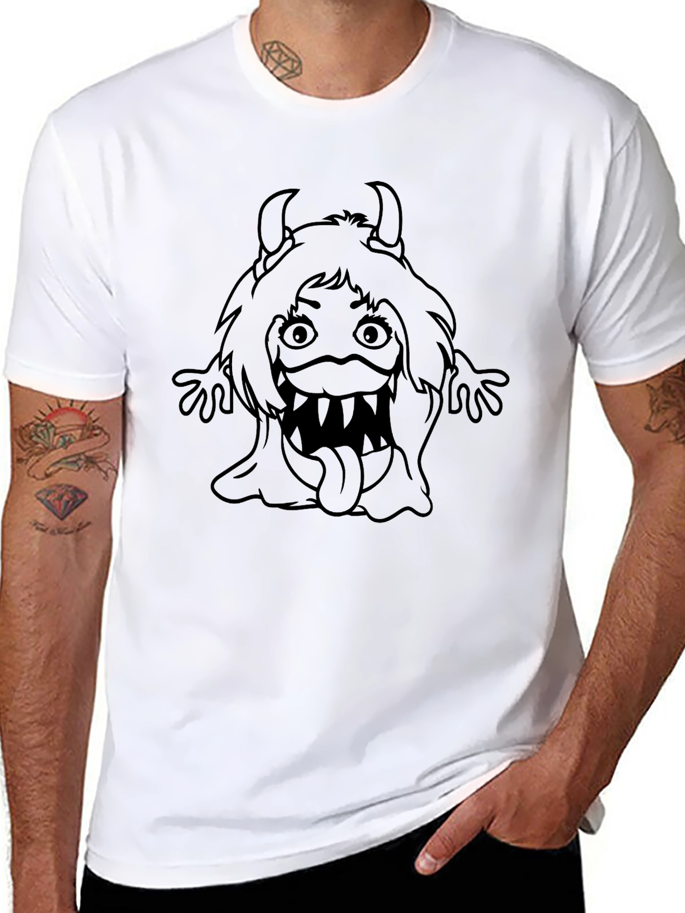 Monster Graphic T-Shirt - Black Cotton Tee