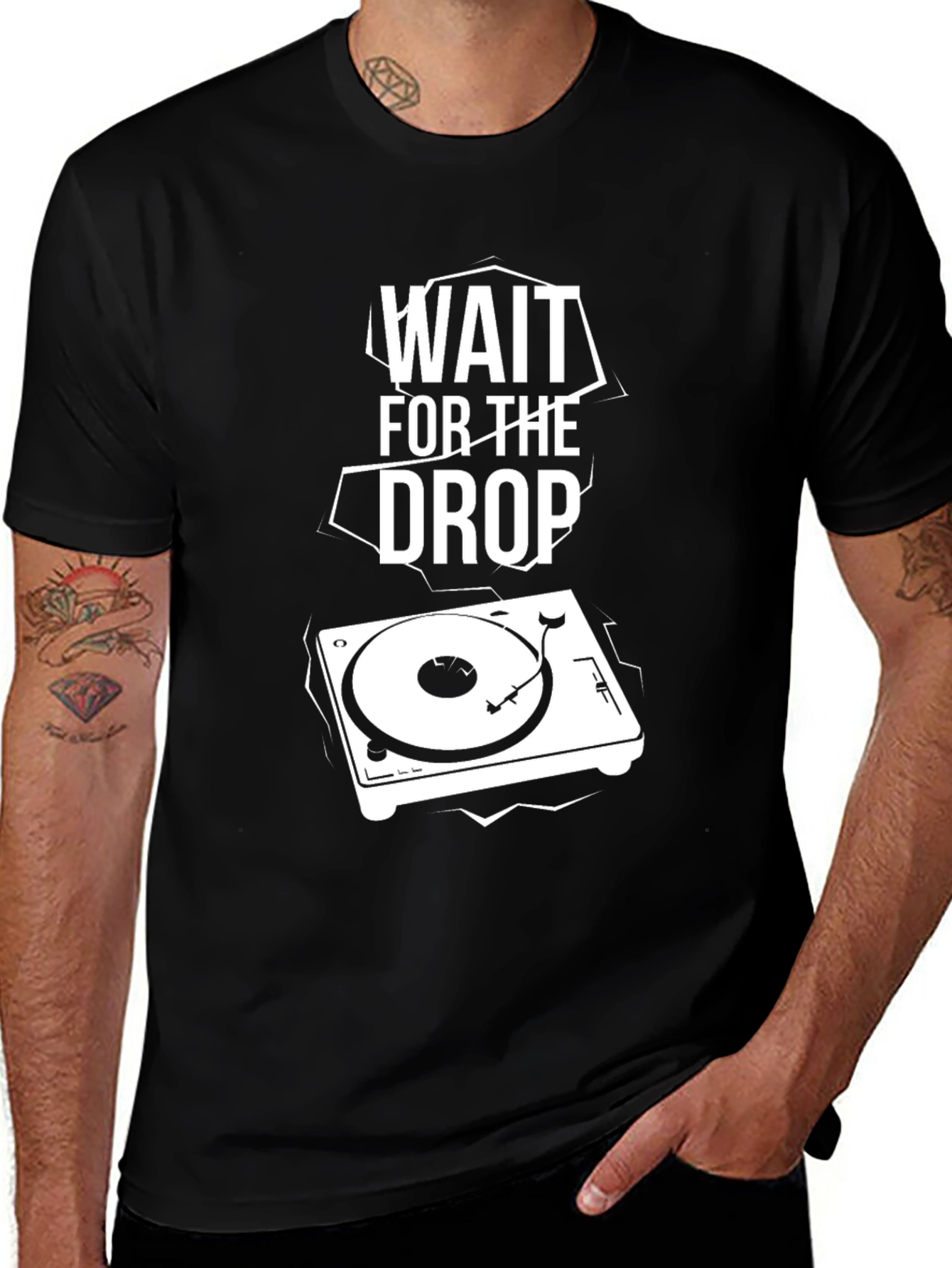 Wait For The Drop DJ Turntable Graphic T-Shirt