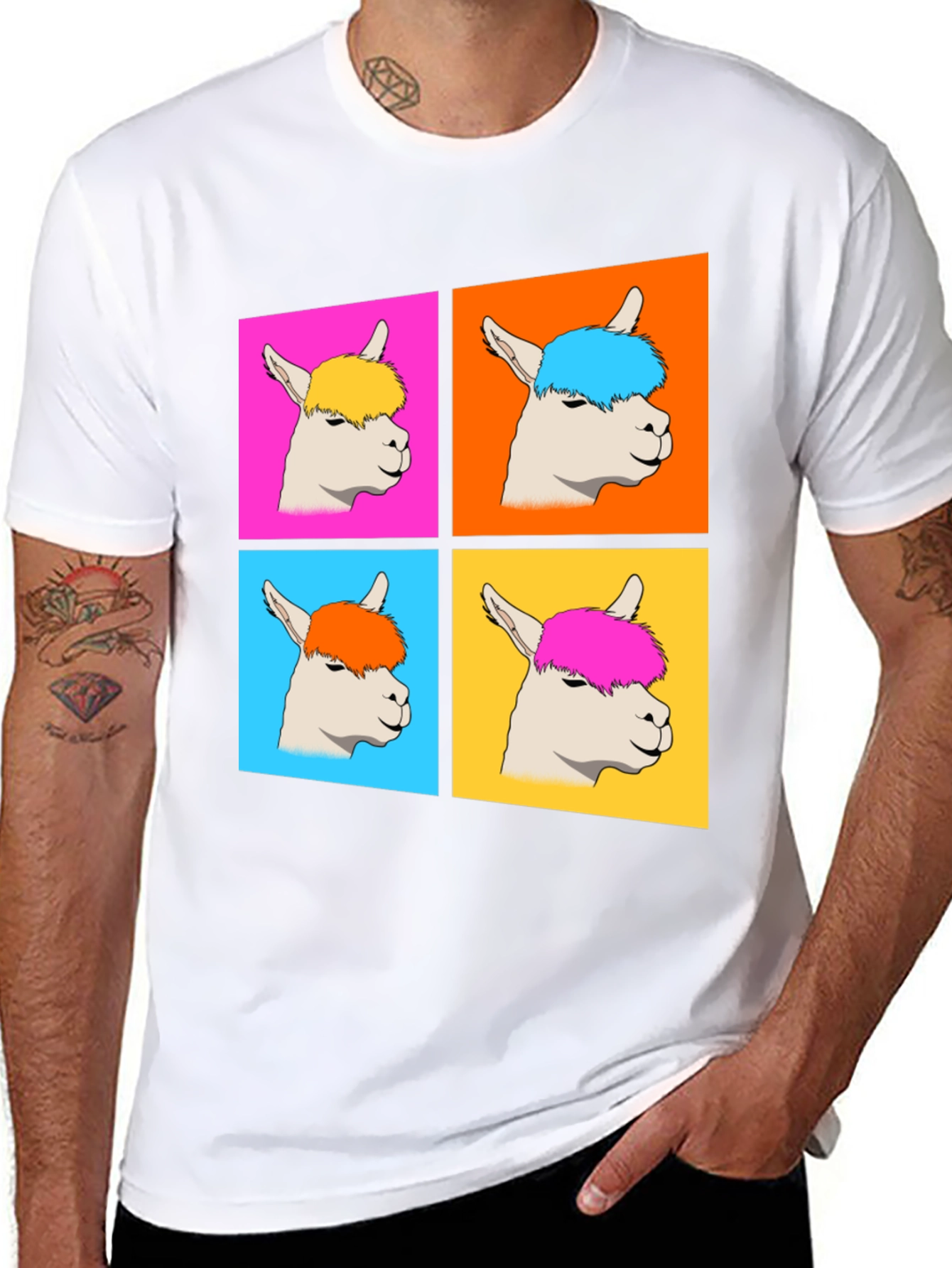 Alpaca Pop Art Graphic T-Shirt