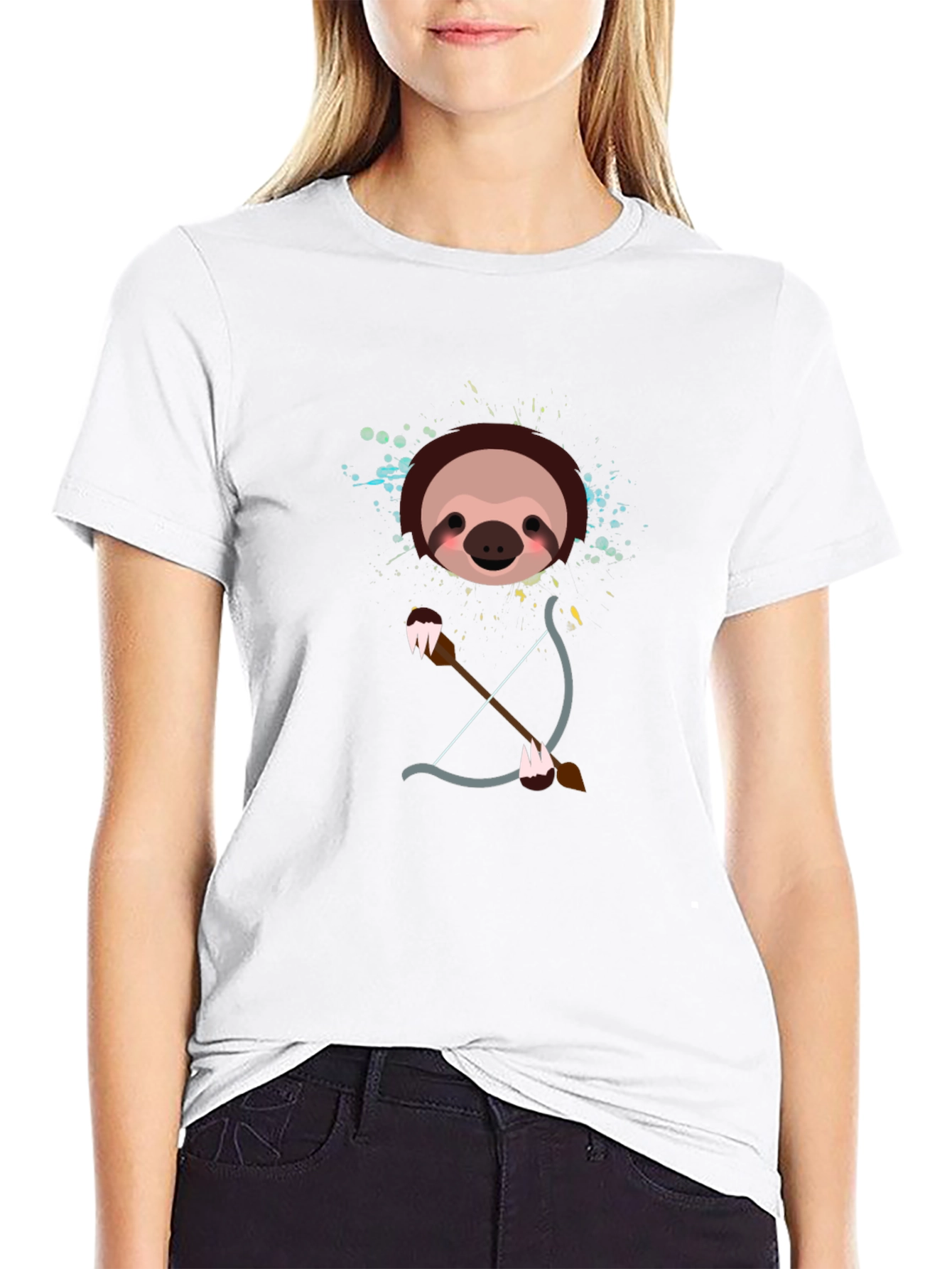 Sloth Archer Graphic Tee - Funny Cartoon Animal T-Shirt