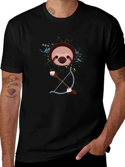 Sloth Archer Graphic Tee - Funny Cartoon Animal T-Shirt