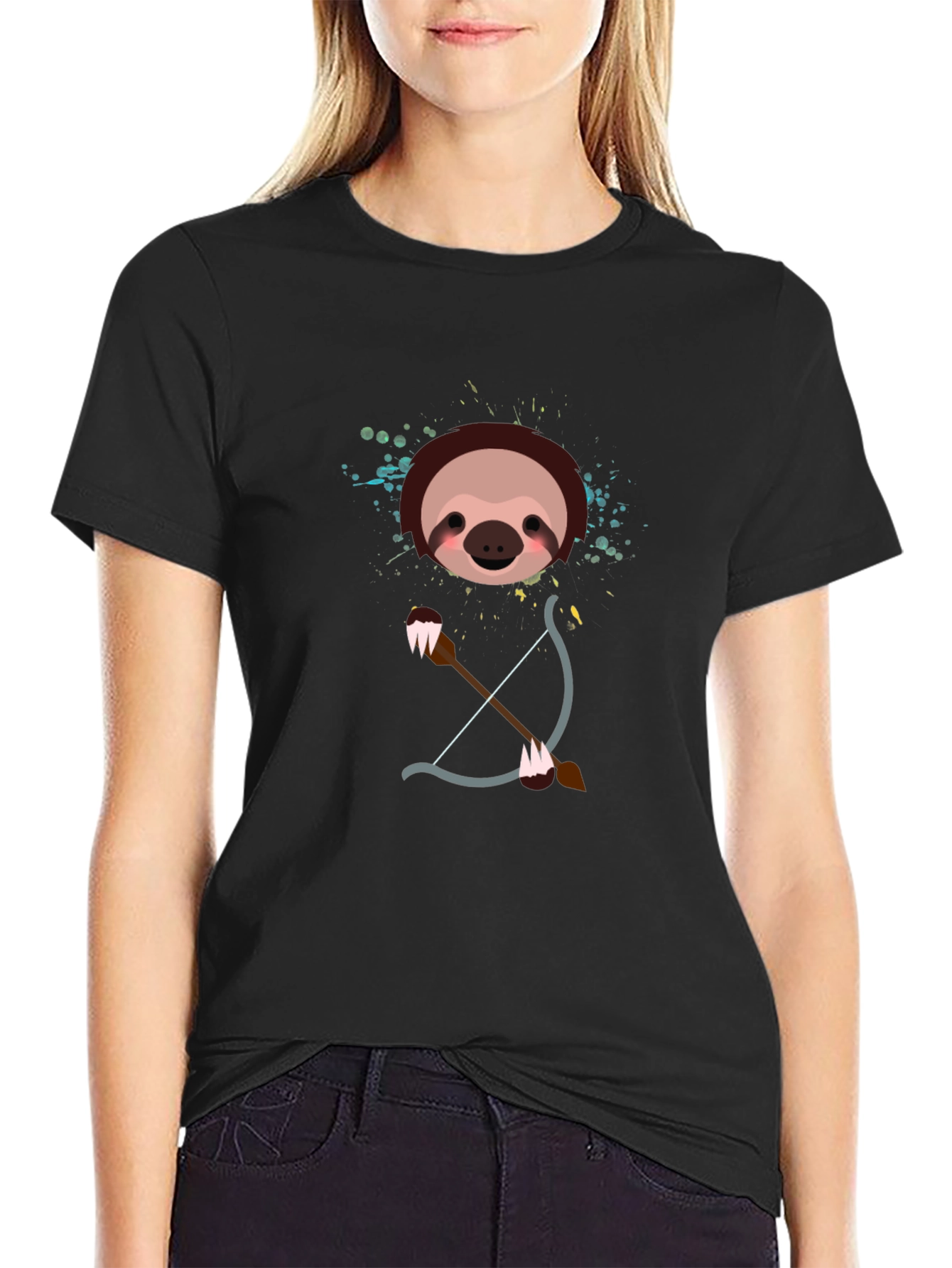 Sloth Archer Graphic Tee - Funny Cartoon Animal T-Shirt