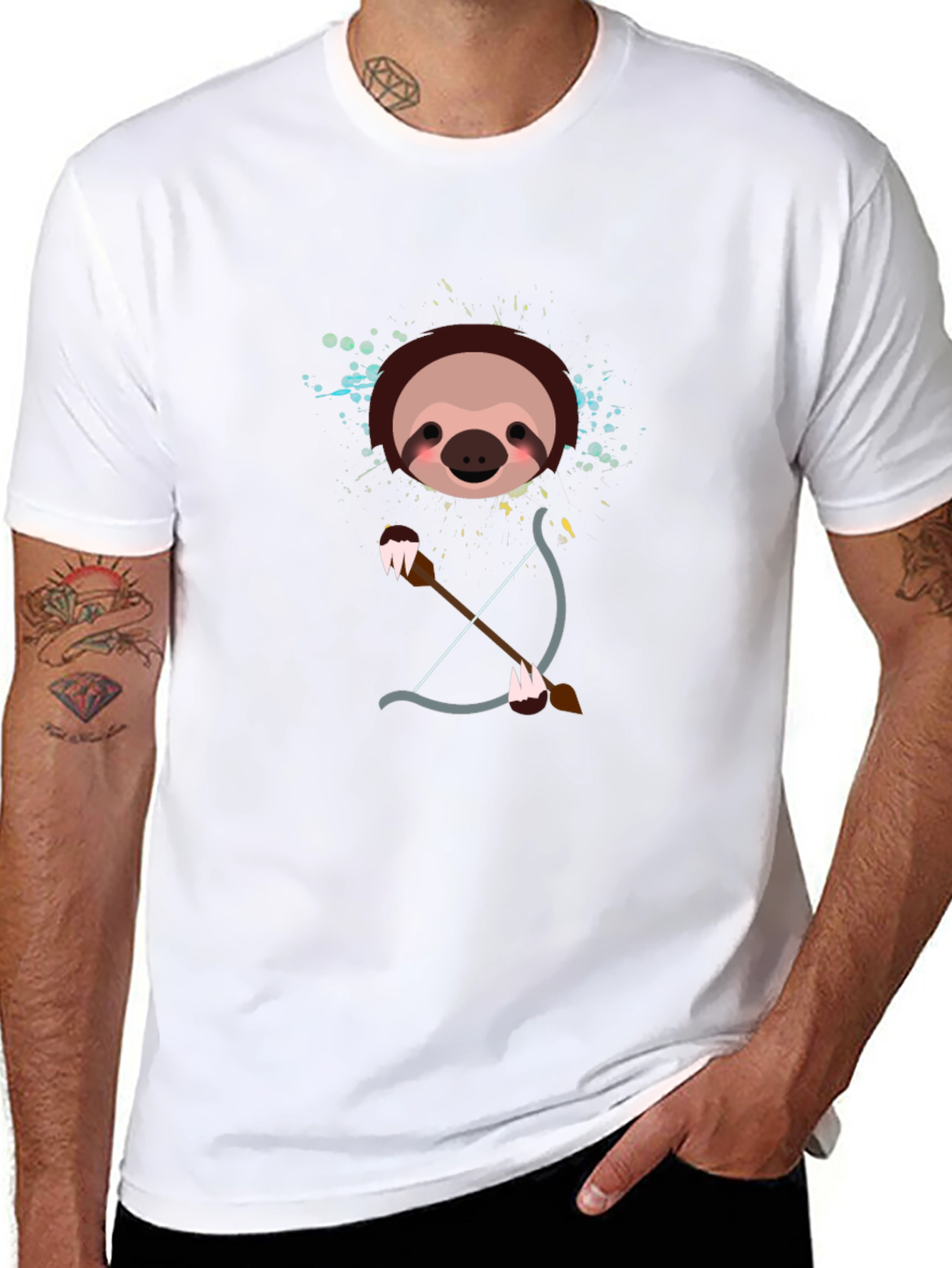 Sloth Archer Graphic Tee - Funny Cartoon Animal T-Shirt