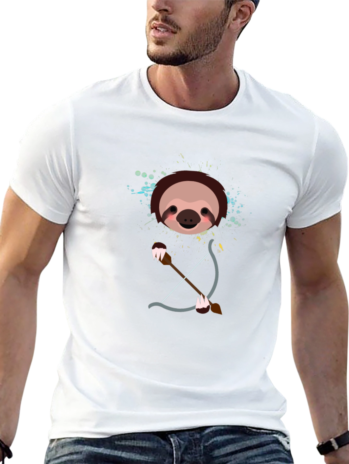 Sloth Archer Graphic Tee - Funny Cartoon Animal T-Shirt