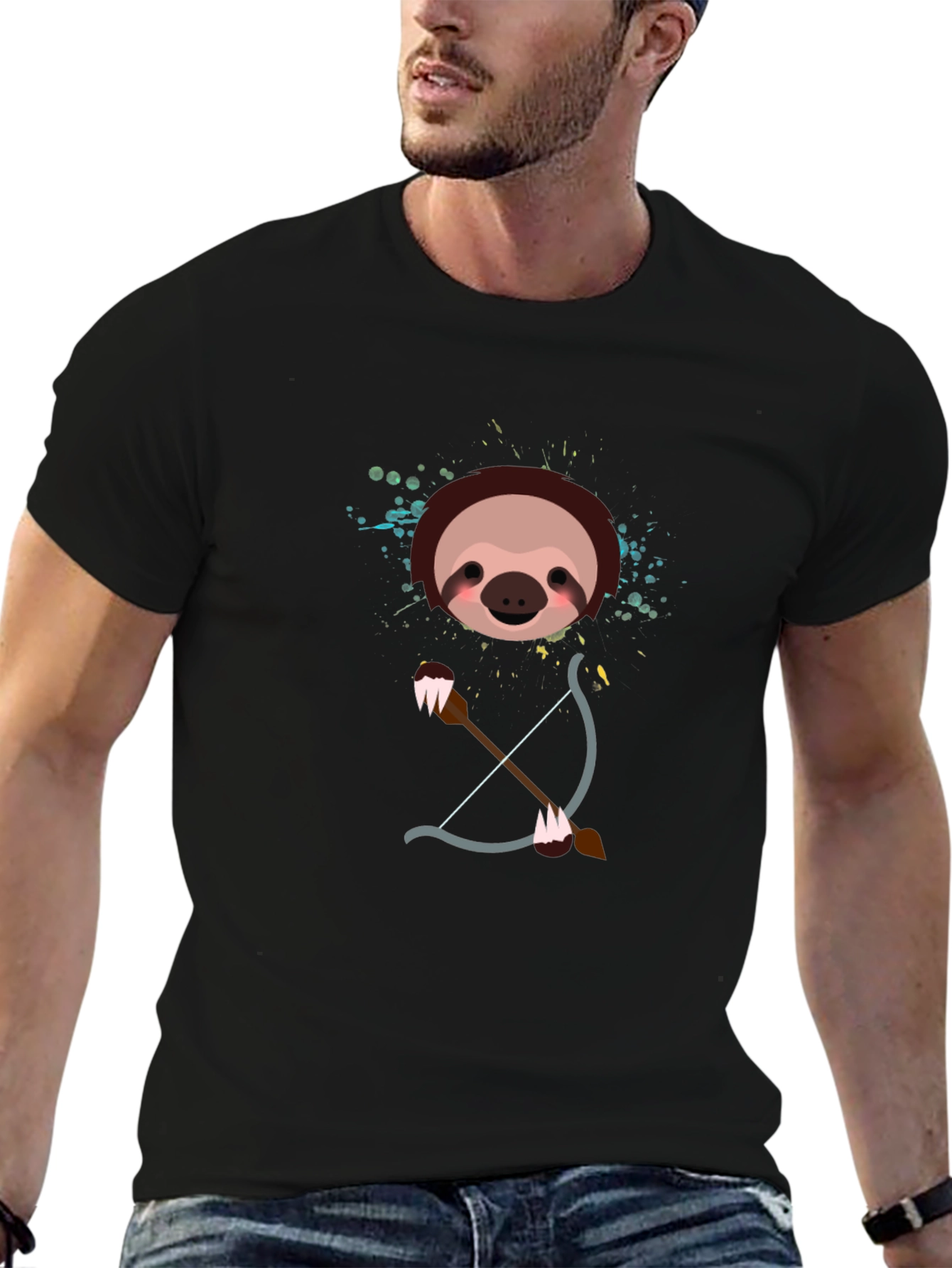 Sloth Archer Graphic Tee - Funny Cartoon Animal T-Shirt