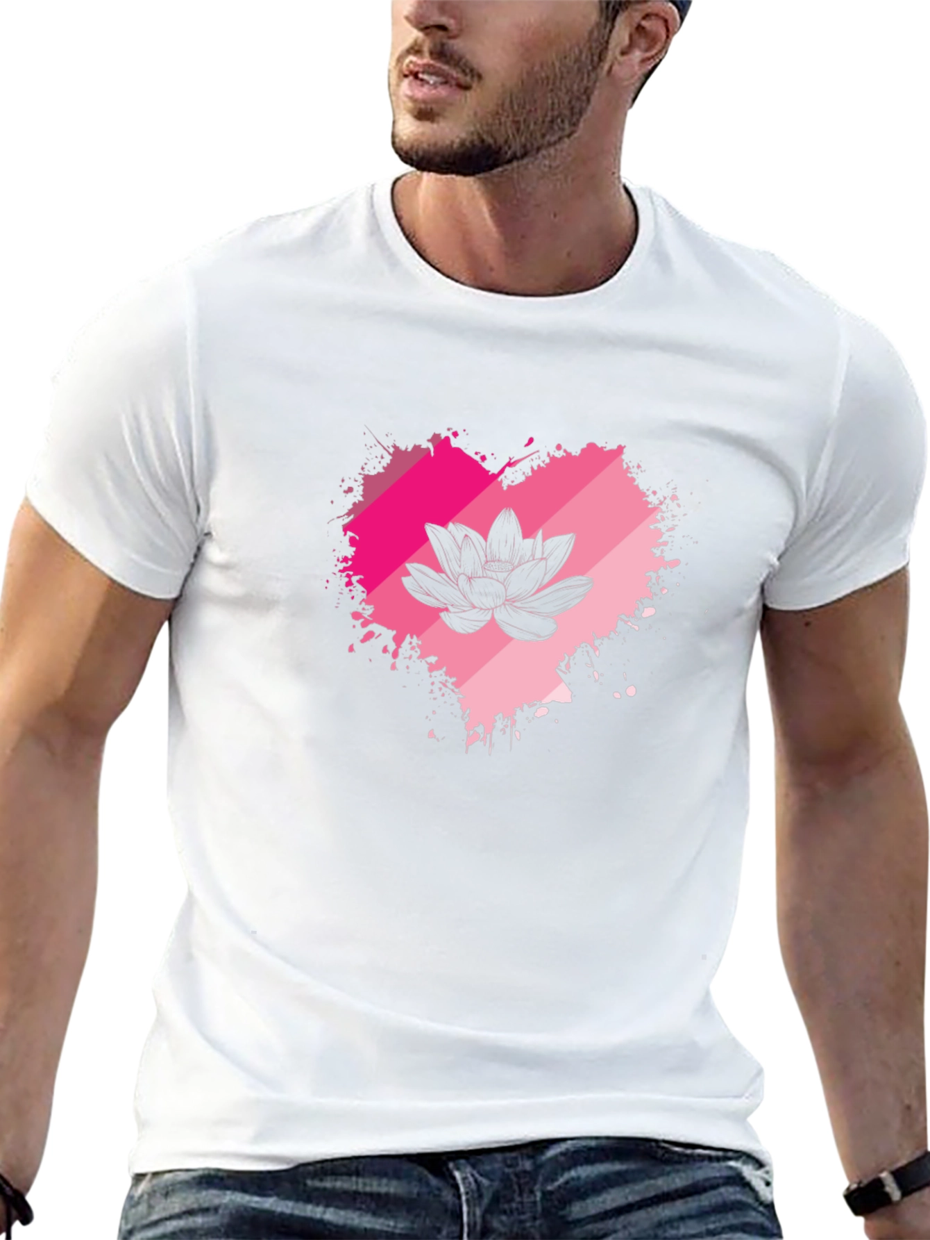 Lotus Heart Graphic Tee - Black Cotton Blend