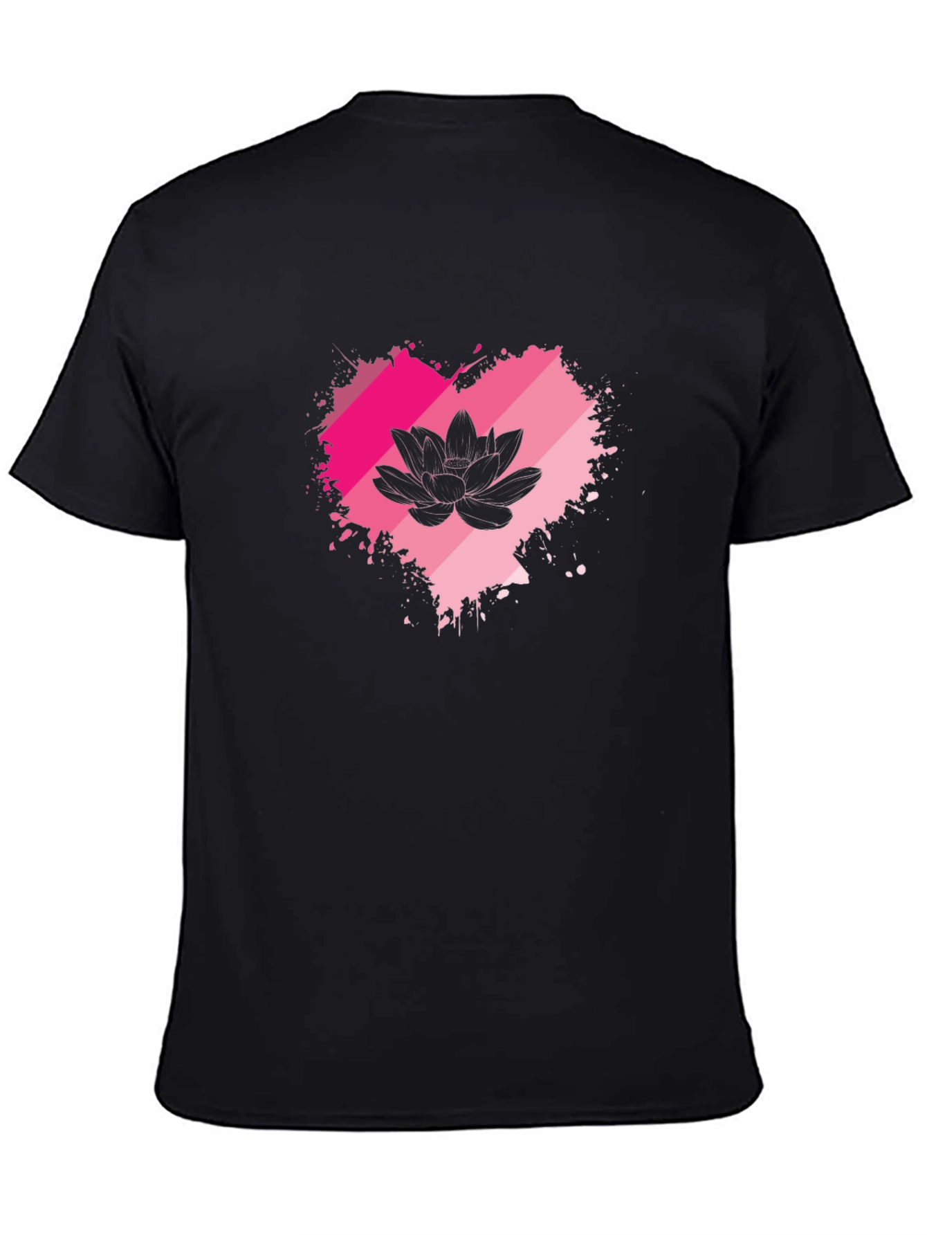 Lotus Heart Graphic Tee - Black Cotton Blend