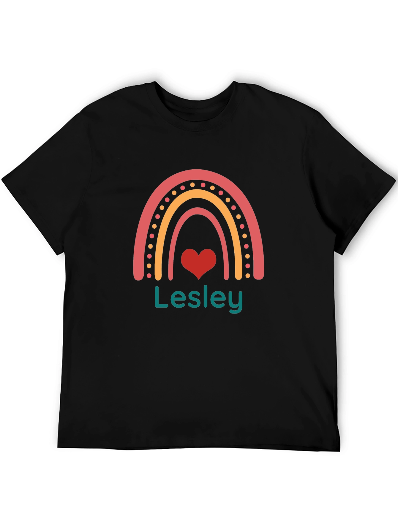 Lesley Rainbow Heart Personalized T-Shirt