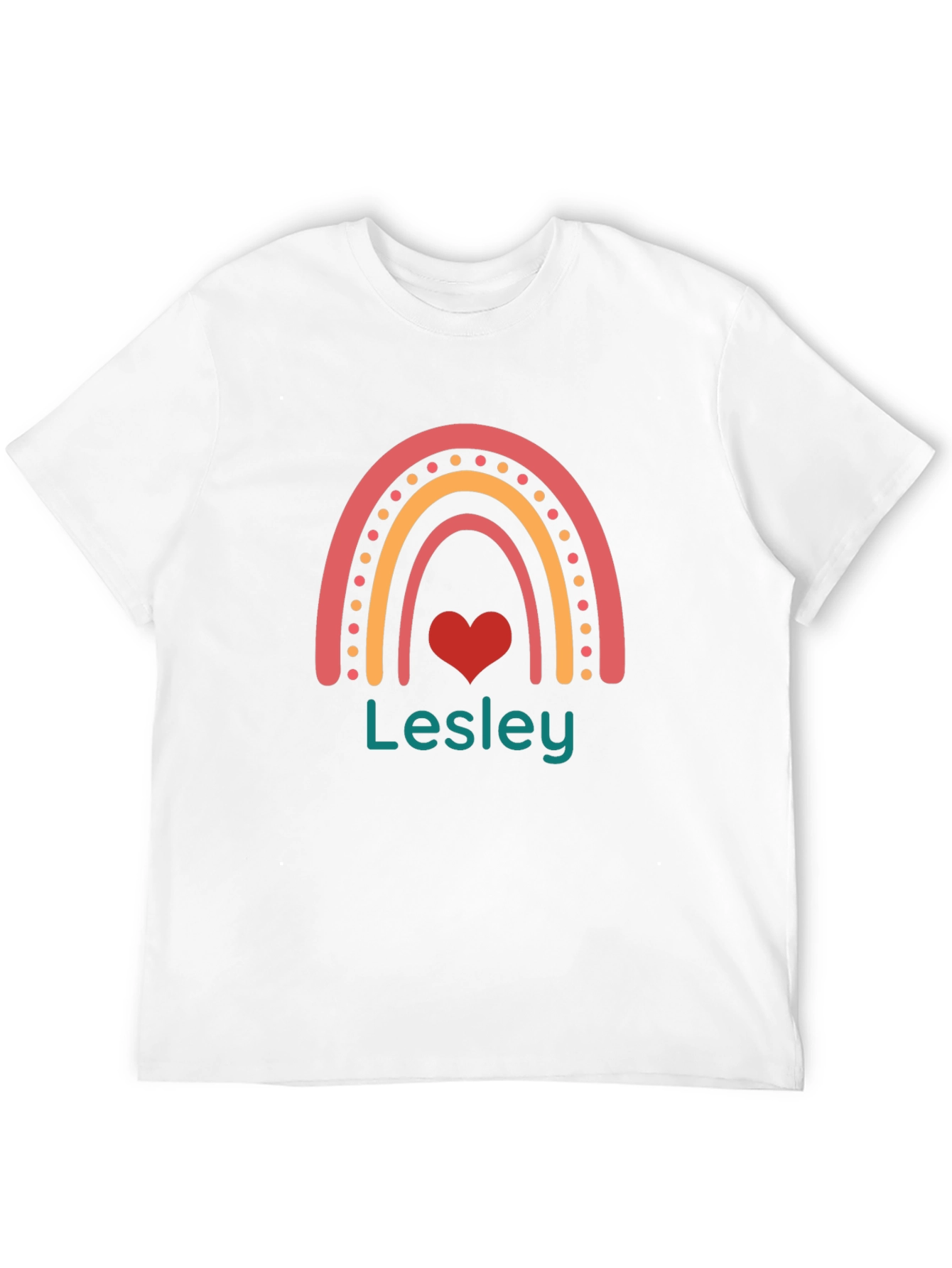 Lesley Rainbow Heart Personalized T-Shirt
