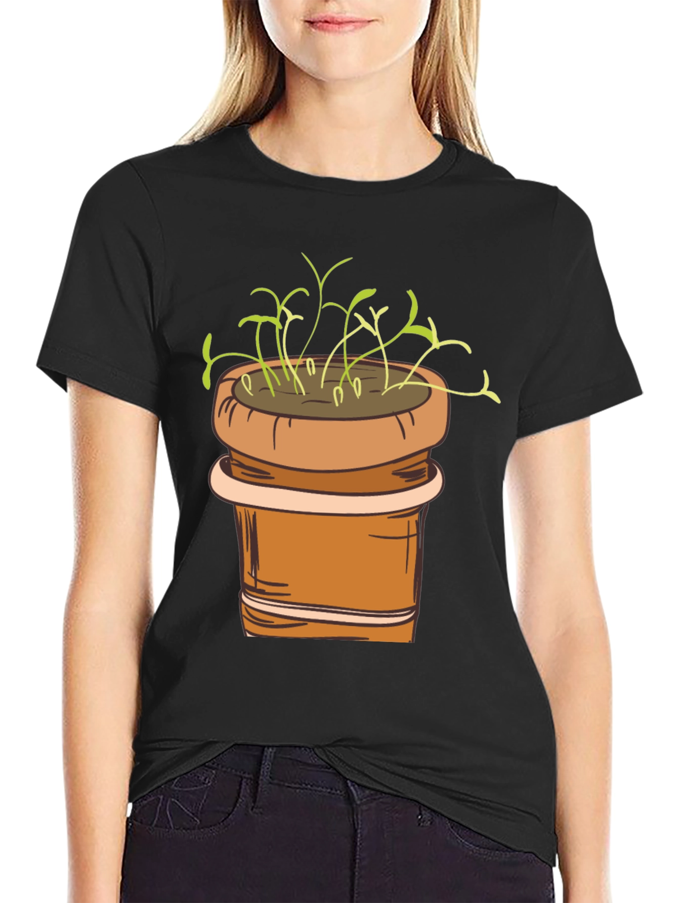 Plant Pot Graphic Tee - Black Unisex T-Shirt