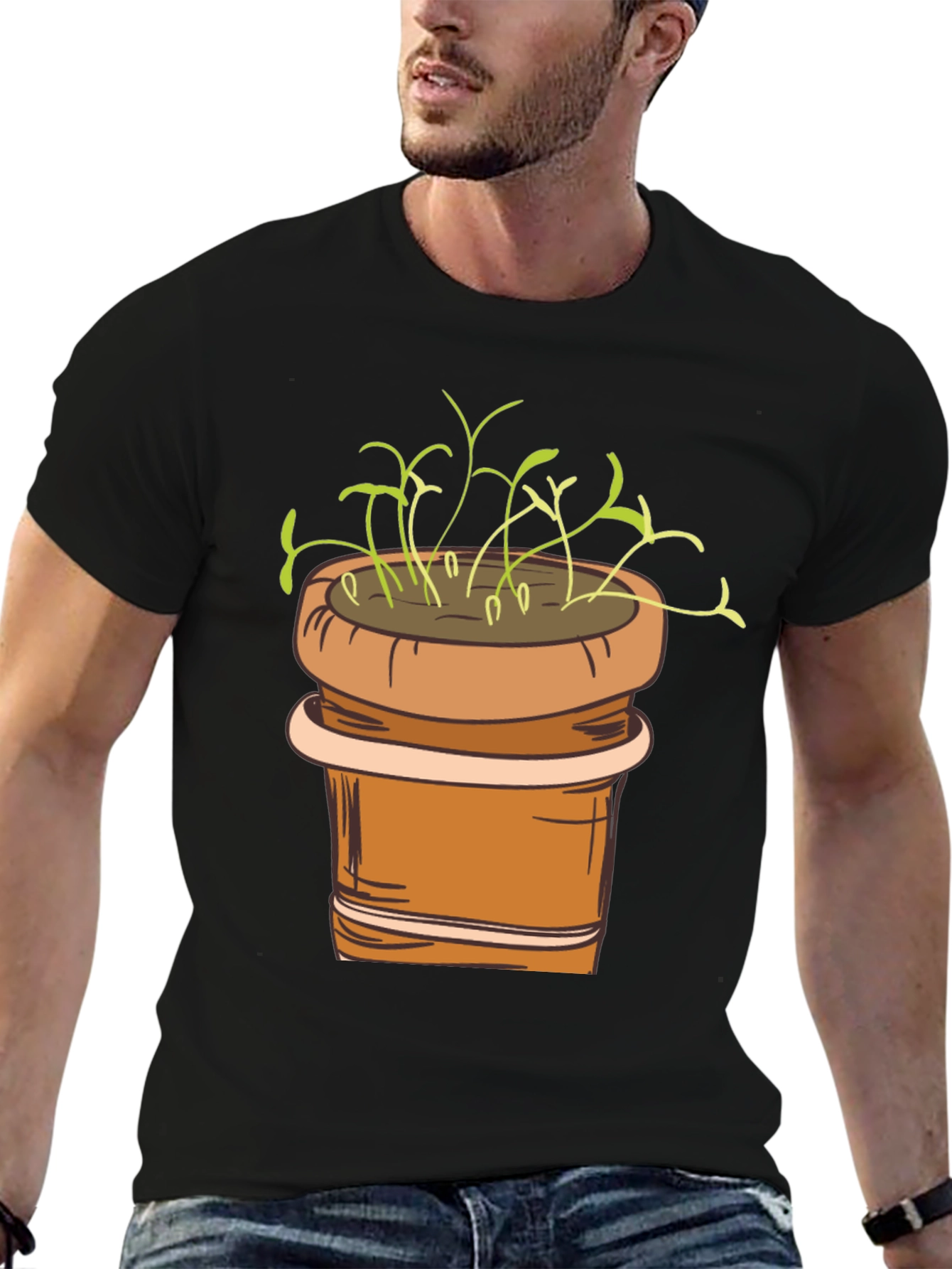 Plant Pot Graphic Tee - Black Unisex T-Shirt