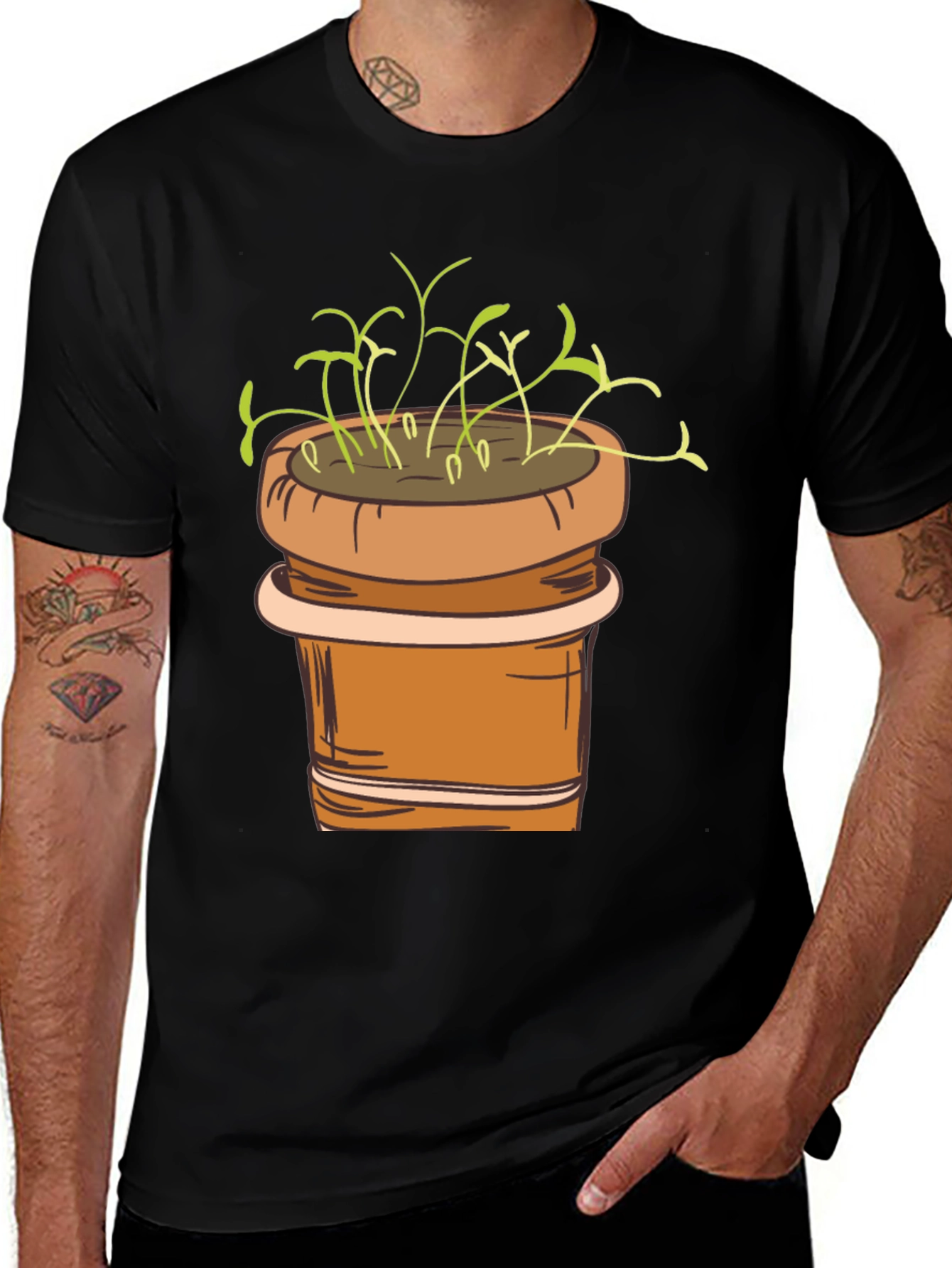 Plant Pot Graphic Tee - Black Unisex T-Shirt