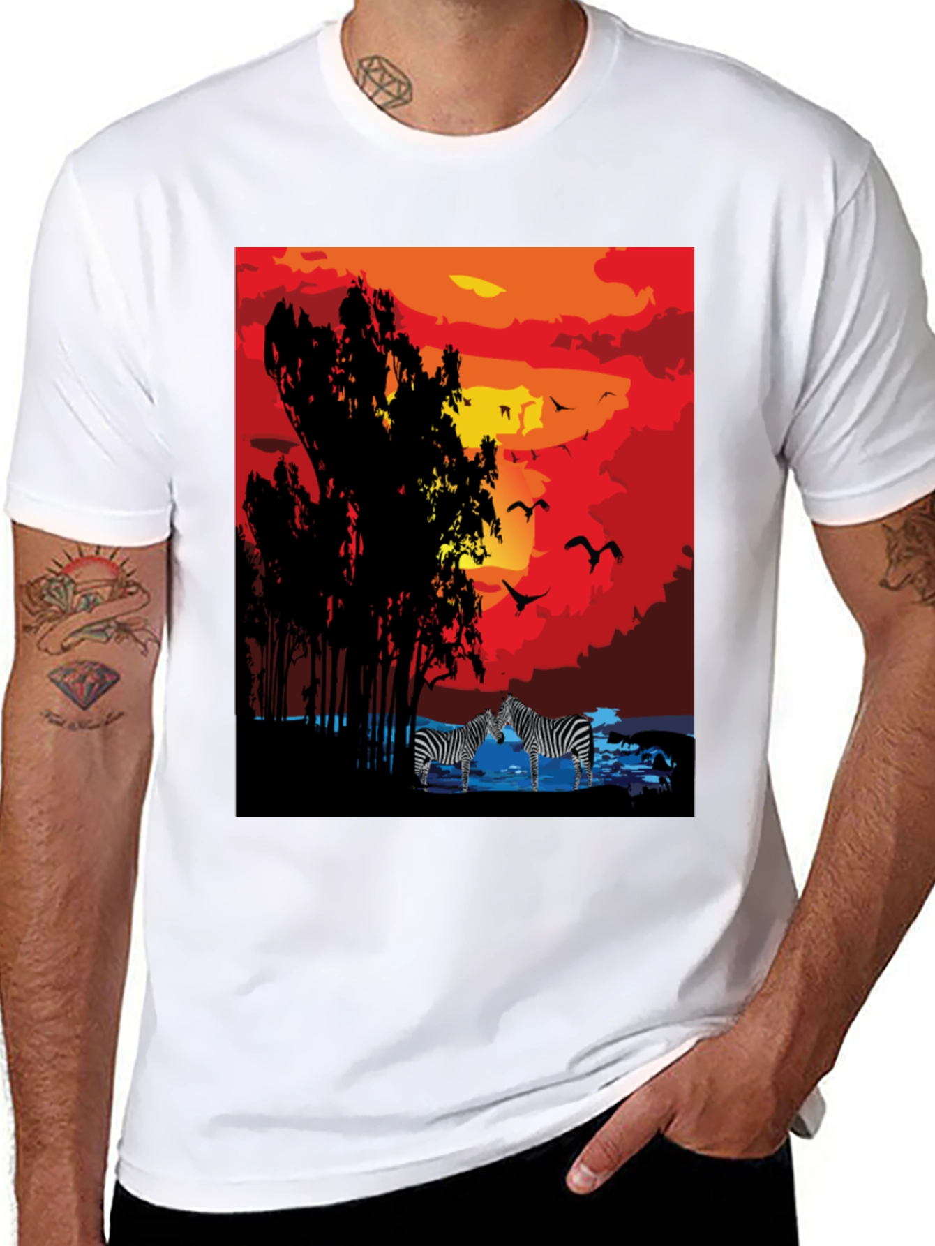 Sunset Zebra Graphic T-Shirt