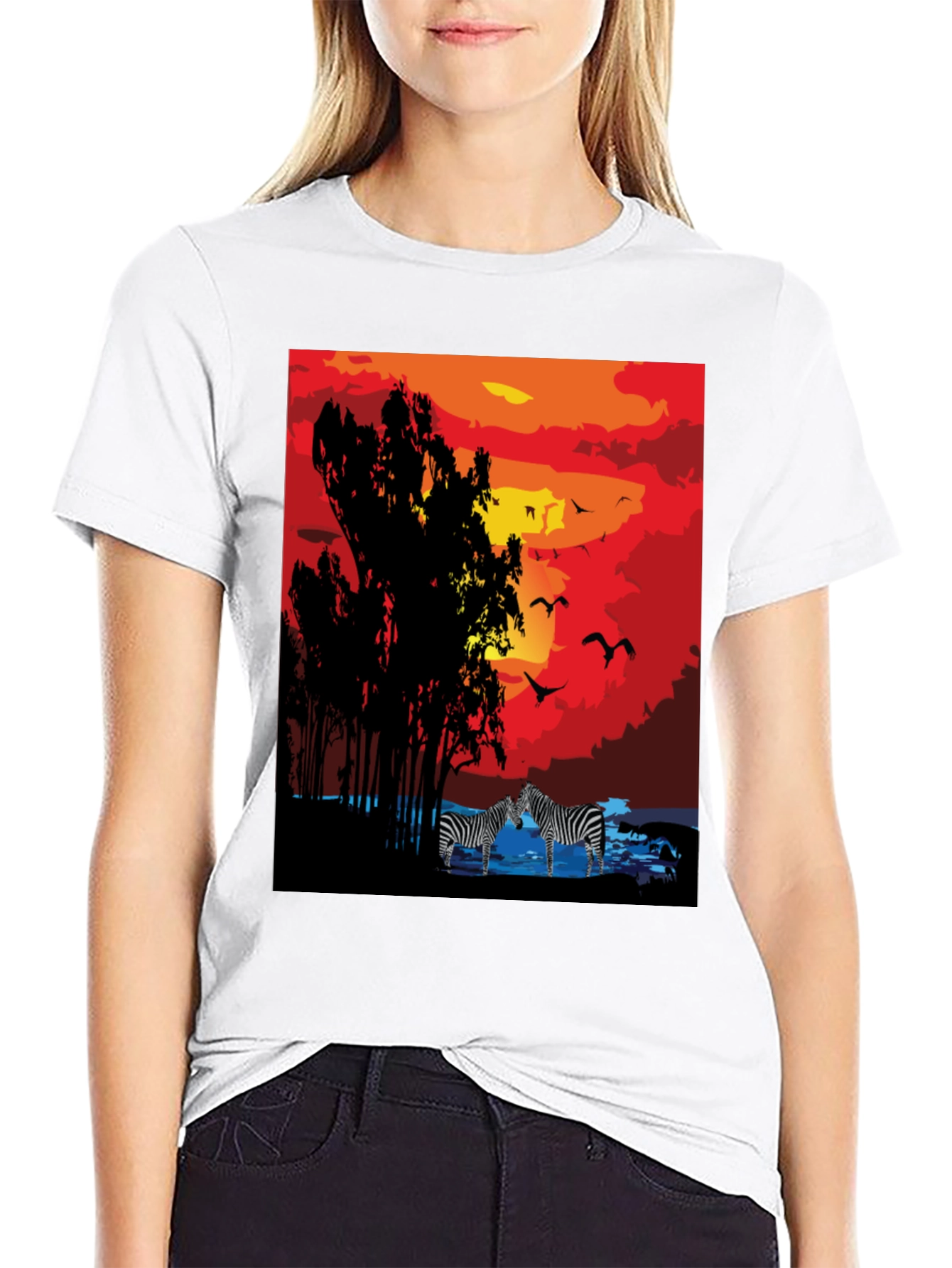 Sunset Zebra Graphic T-Shirt
