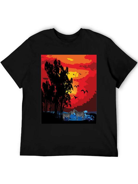 Sunset Zebra Graphic T-Shirt