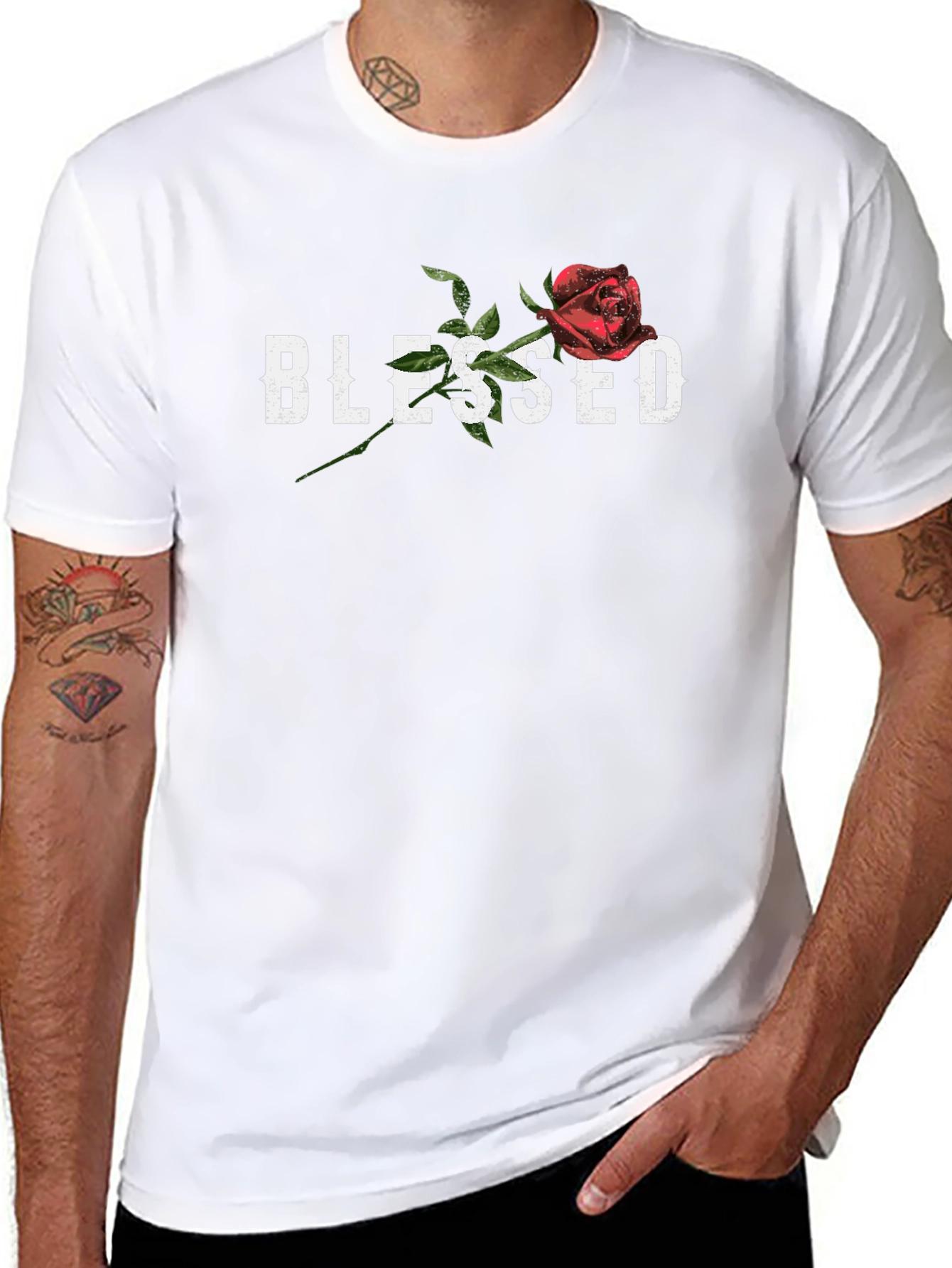 Blessed Rose Graphic Print T-Shirt - Black