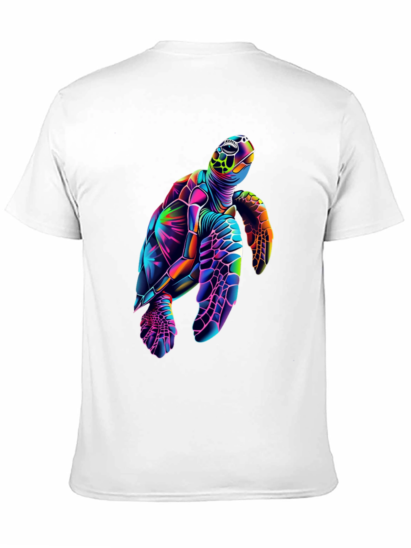 Vibrant Sea Turtle Graphic Tee - Black Cotton Blend