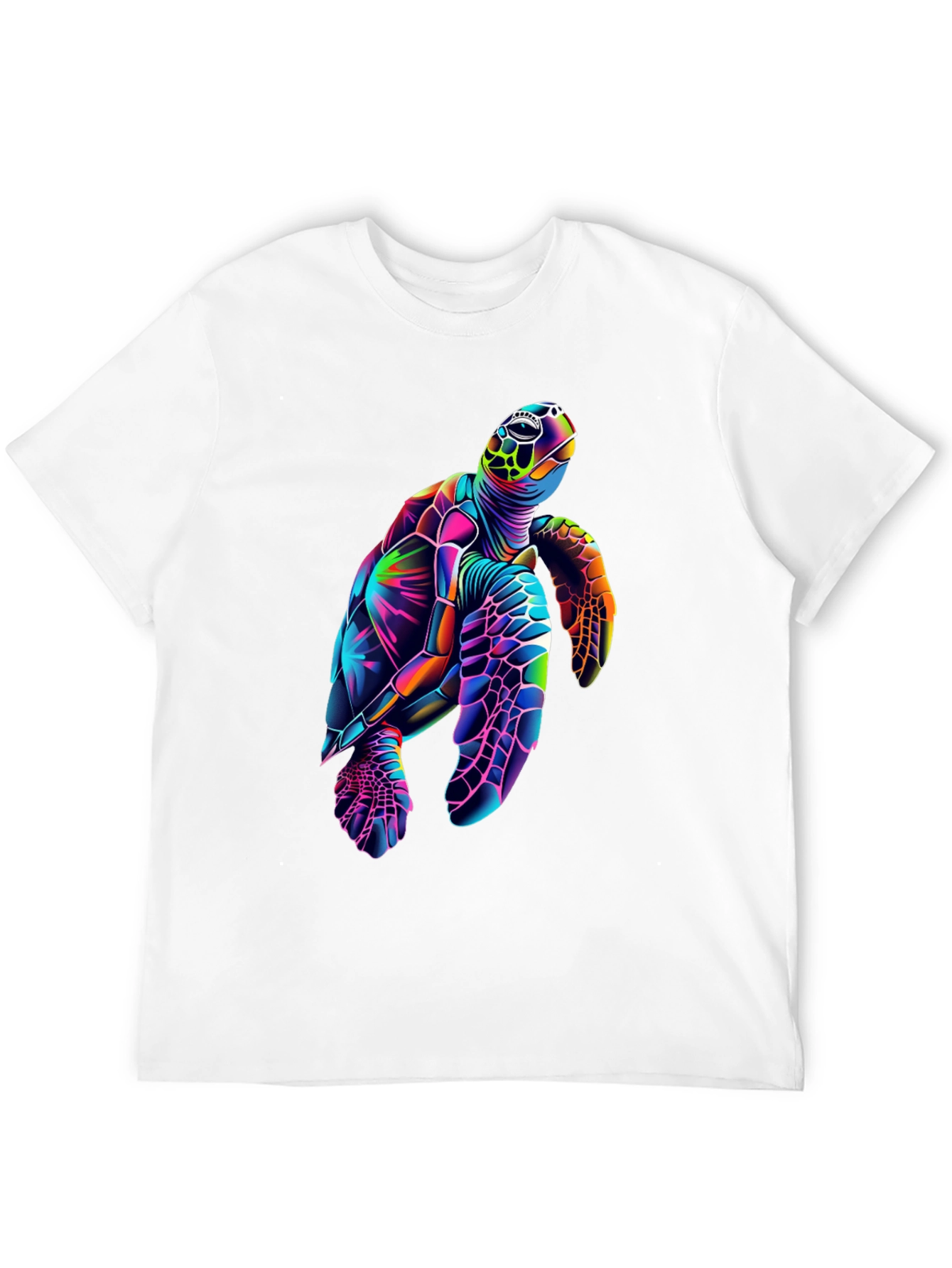 Vibrant Sea Turtle Graphic Tee - Black Cotton Blend