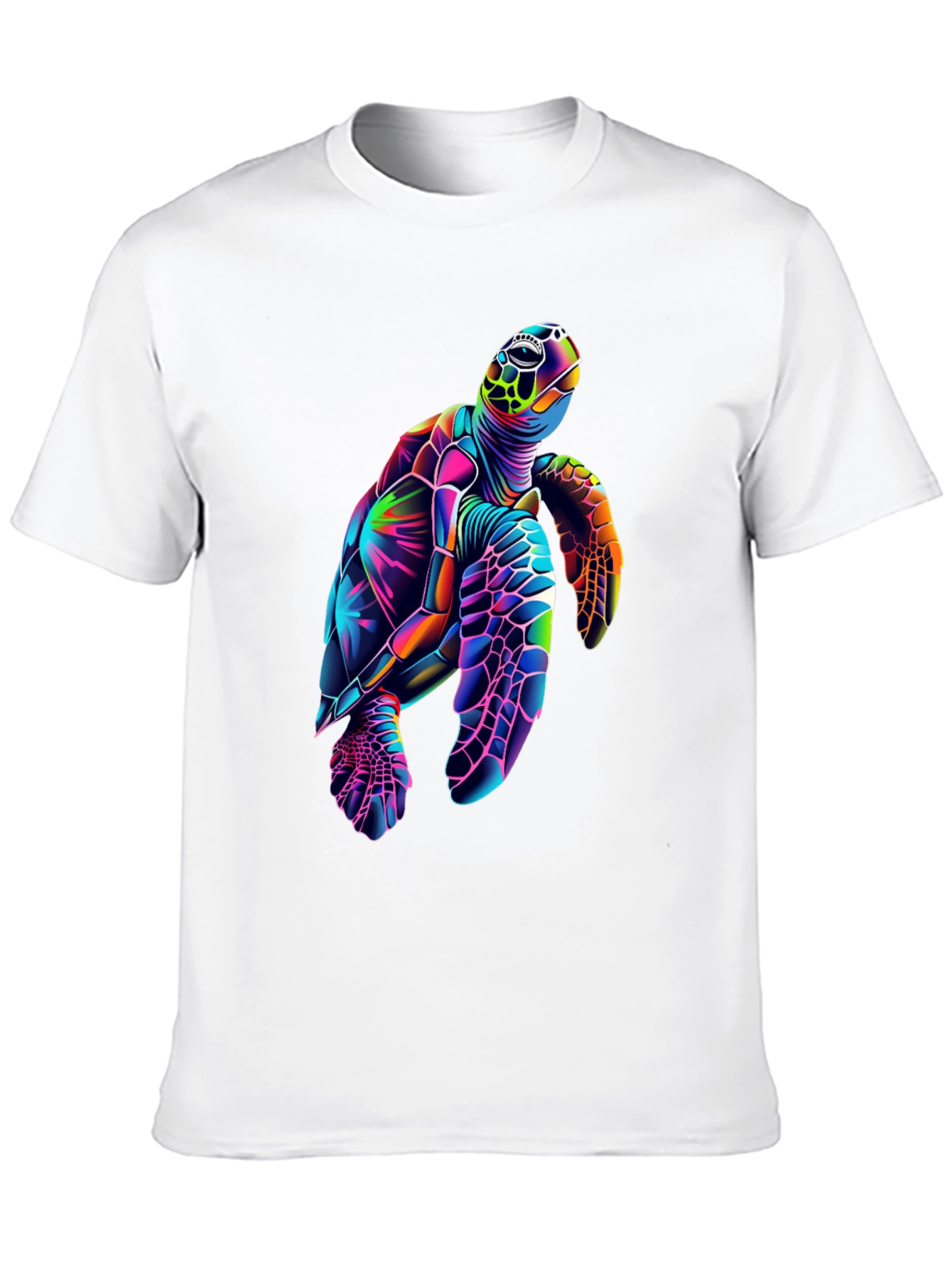 Vibrant Sea Turtle Graphic Tee - Black Cotton Blend