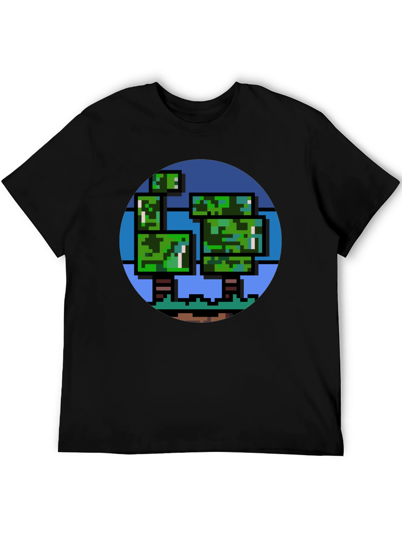 Pixelated Tree Graphic Tee - Retro Style