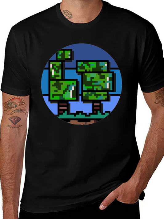 Pixelated Tree Graphic Tee - Retro Style